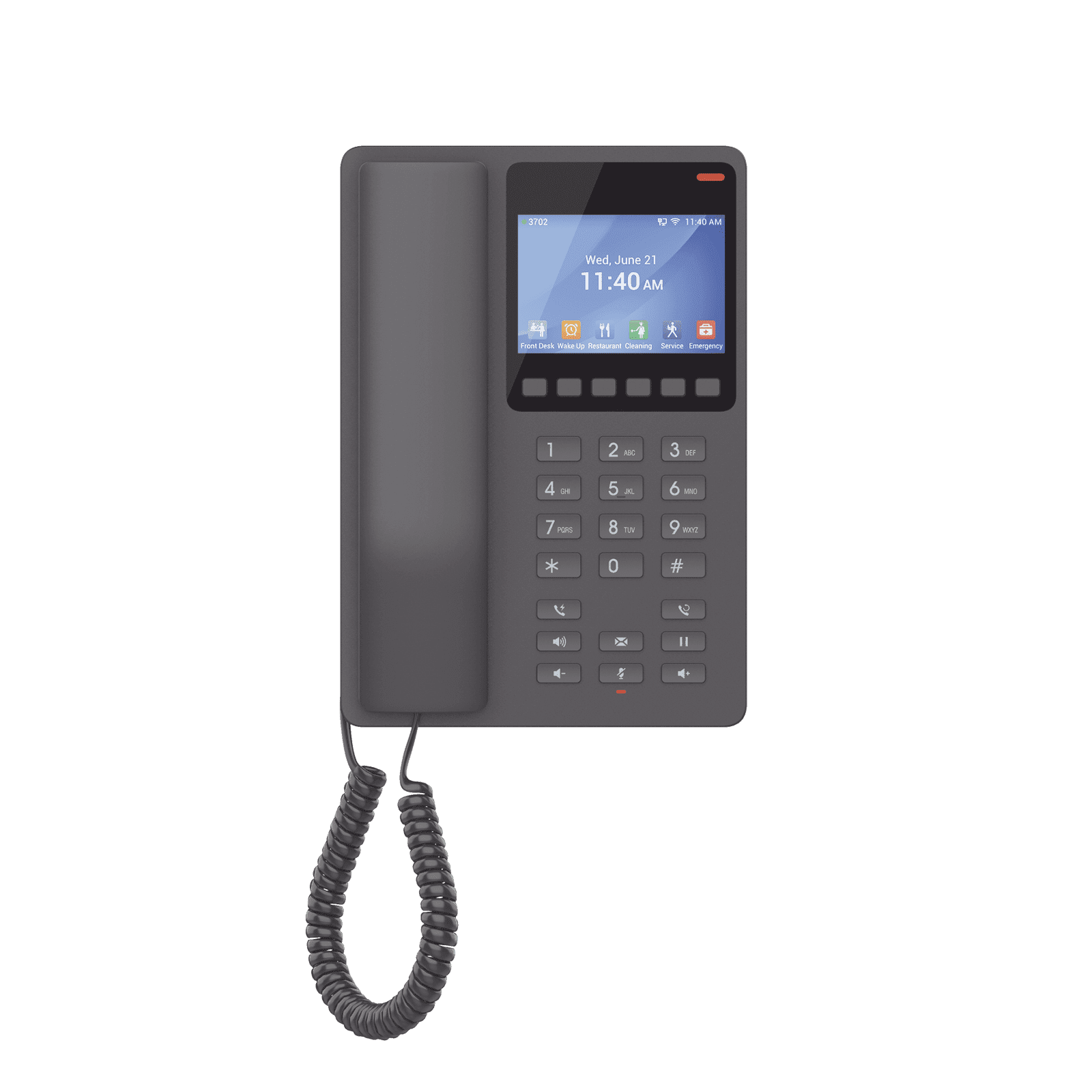 Teléfono IP Hotelero con pantalla LCD a color, 2 líneas SIP con 2 cuentas, codec Opus, IPV4/IPV6, color negro, con gestión en la nube GDMS GHP631 - Grandstream