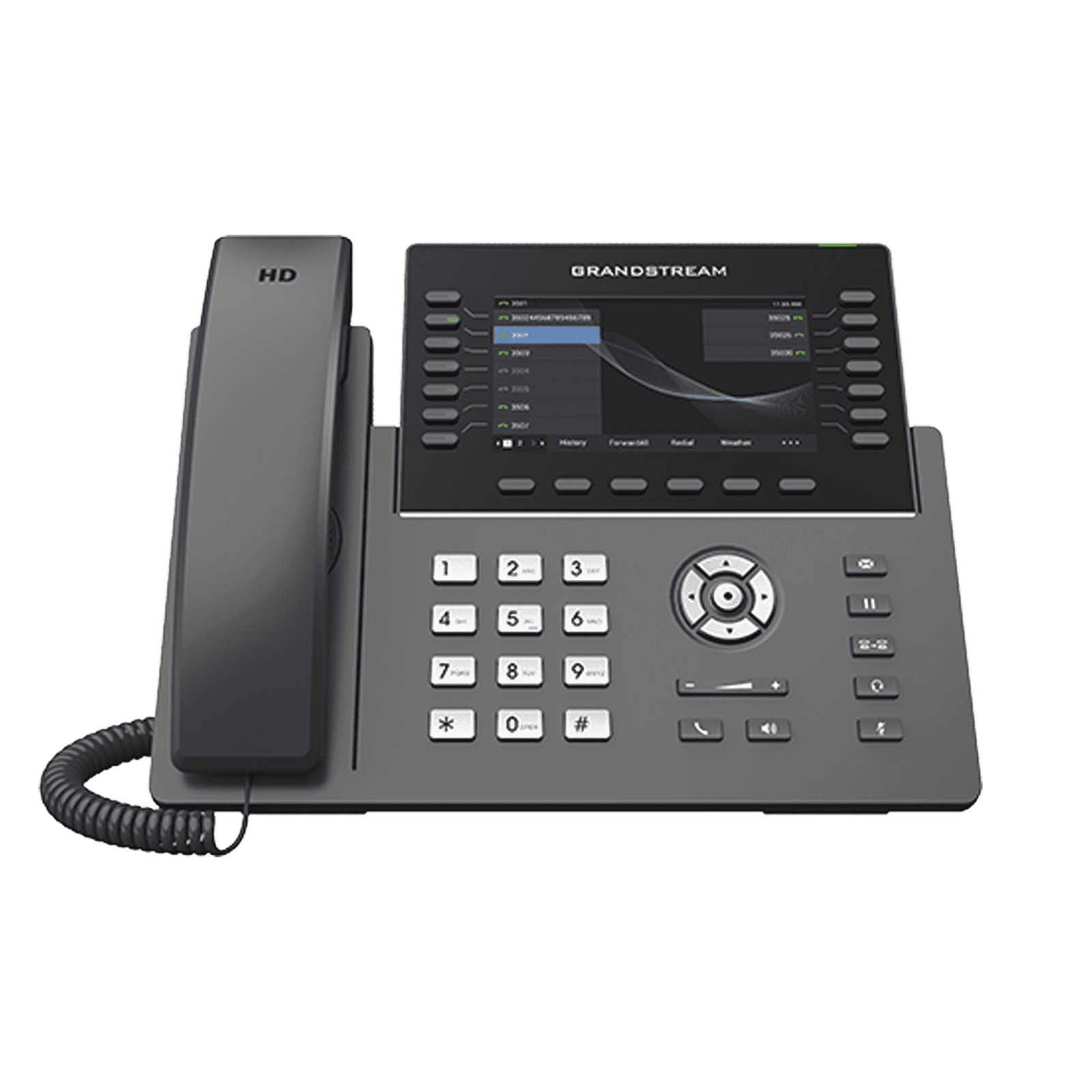 Teléfono IP Wi-Fi, Grado Operador, 14 líneas SIP con 6 cuentas, pantalla LCD  5″, puertos Gigabit, Bluetooth, PoE, codec Opus, IPV4/IPV6 con gestión en la nube GDMS GRP2650 - Grandstream