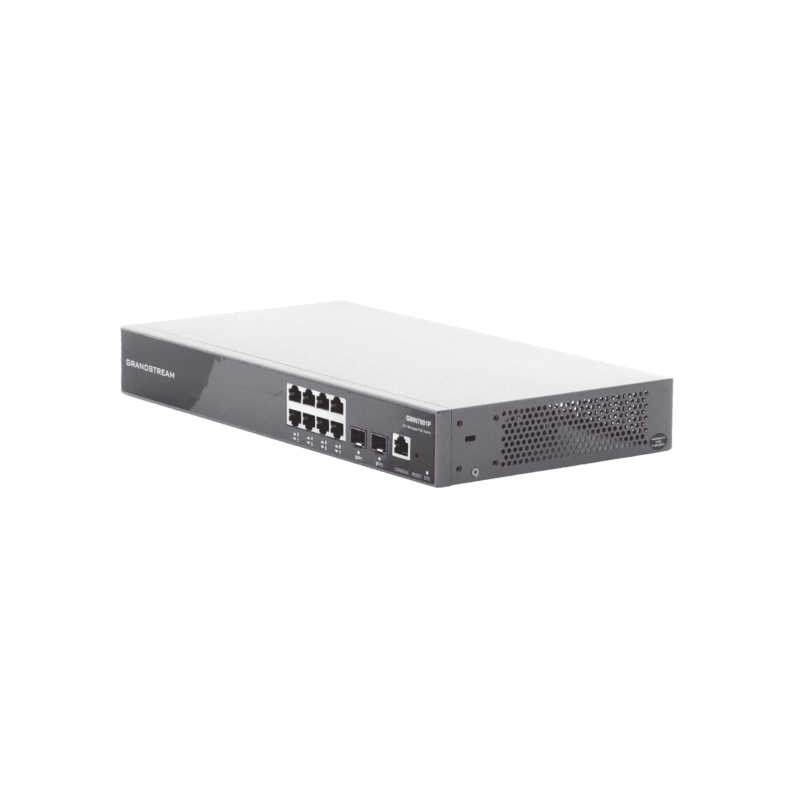 Switch PoE+ Gigabit Administrable / 8 puertos 10/100/1000 Mbps + 2 Puertos SFP Uplink / Hasta 120W / Compatible con GWN Cloud. GWN7801P - Grandstream