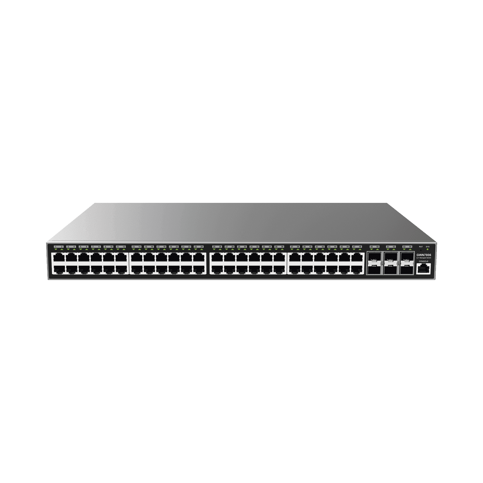 Switch Gigabit Administrable / 48 puertos 10/100/1000 Mbps + 6 Puertos SFP+ / Compatible con GWN Cloud. GWN7806 - Grandstream