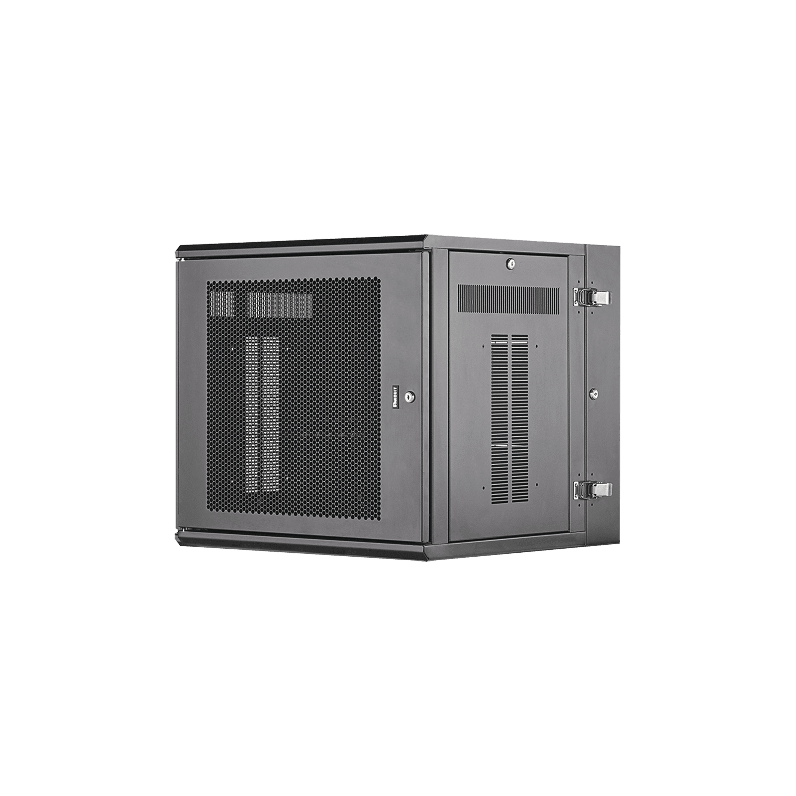 Gabinete PanZone de Montaje en Pared, de 19in, Puerta Ventilada, 12 UR, 635mm de Profundidad, Color Negro PZWMC12P - PANDUIT