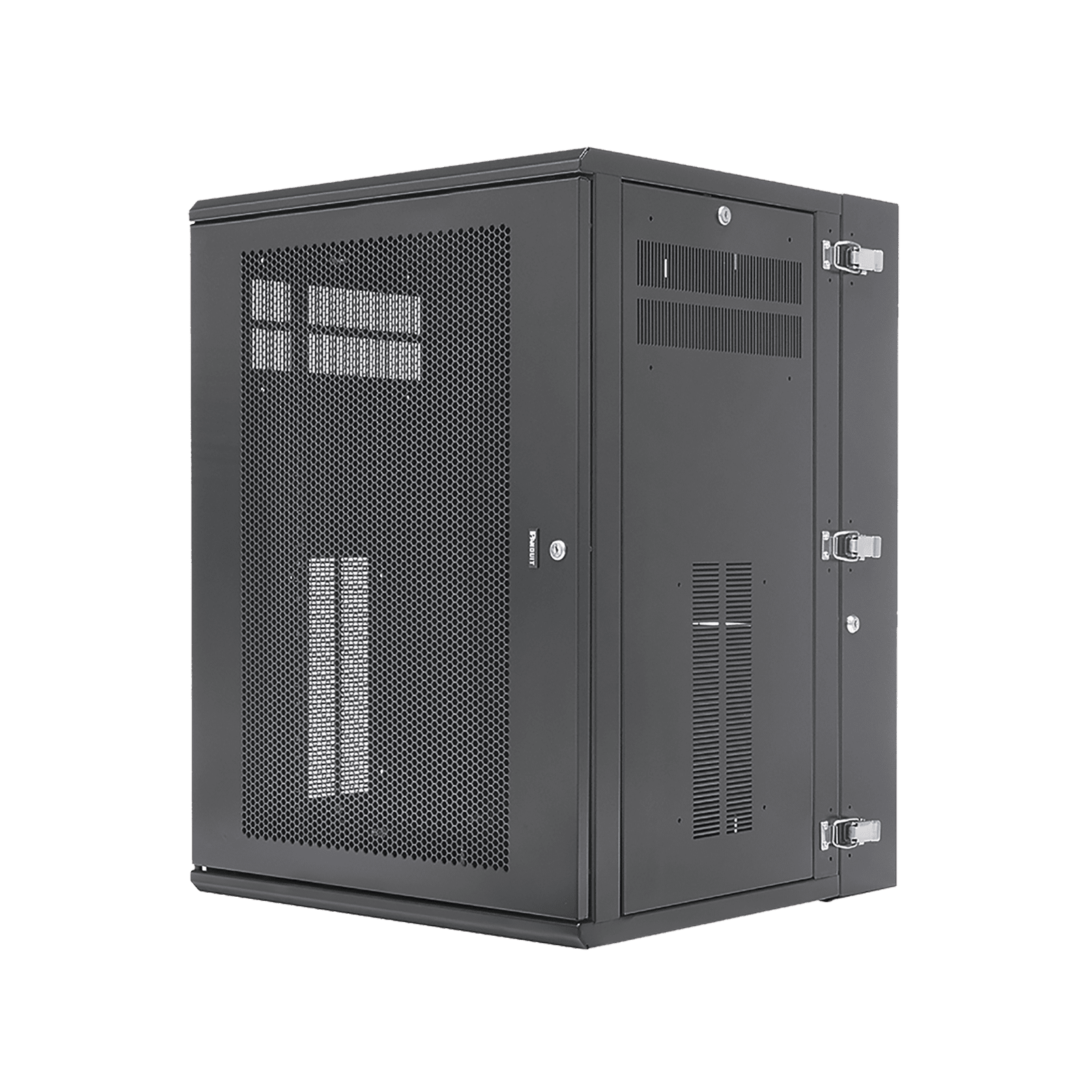 Gabinete PanZone de Montaje en Pared, de 19in, Puerta Ventilada, 18 UR, 635mm de Profundidad, Color Negro PZWMC18P - PANDUIT