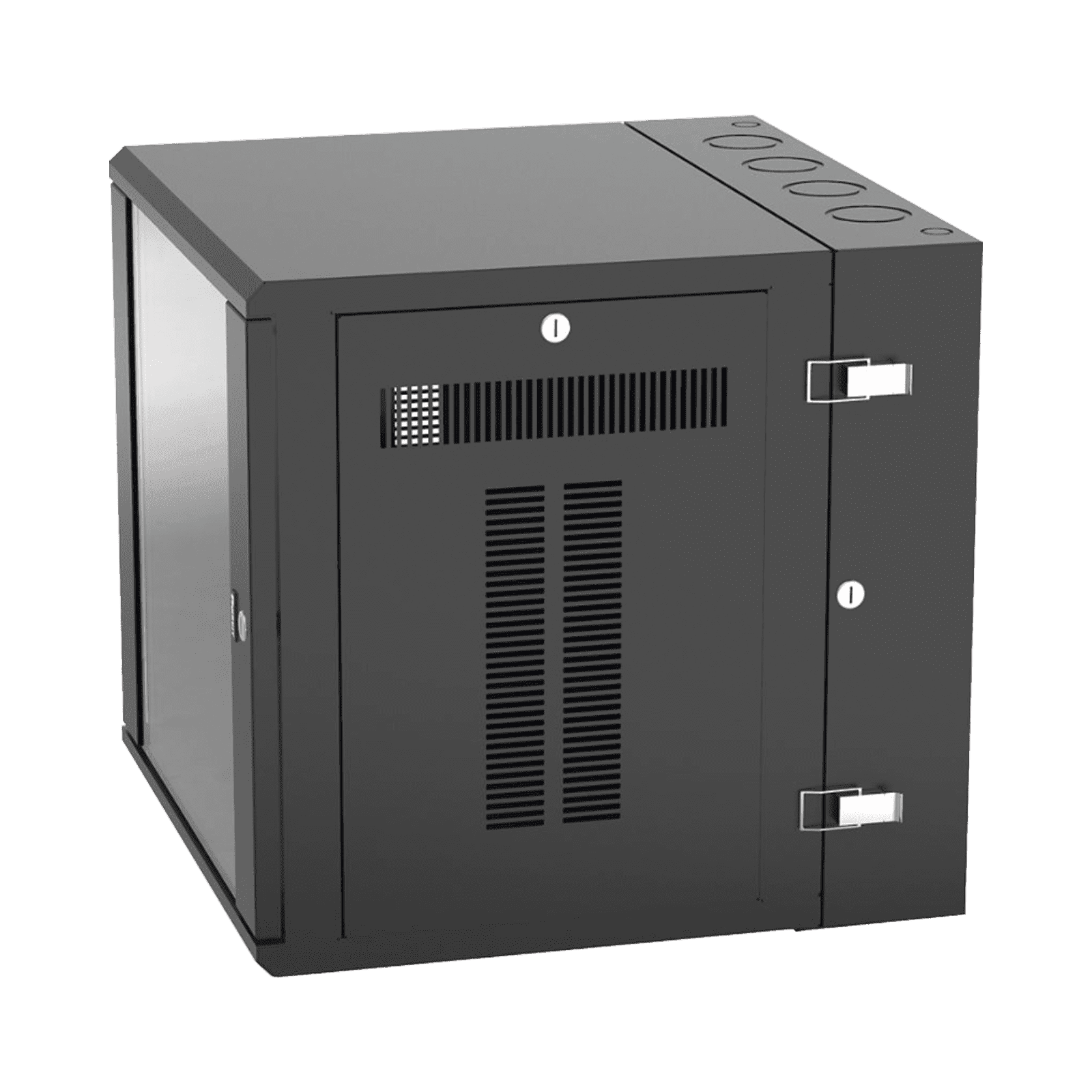 Gabinete PanZone de Montaje en Pared, de 19in, Puerta con Ventana de Seguridad, 12 UR, 635mm de Profundidad, Color Negro PZWMC12W - PANDUIT