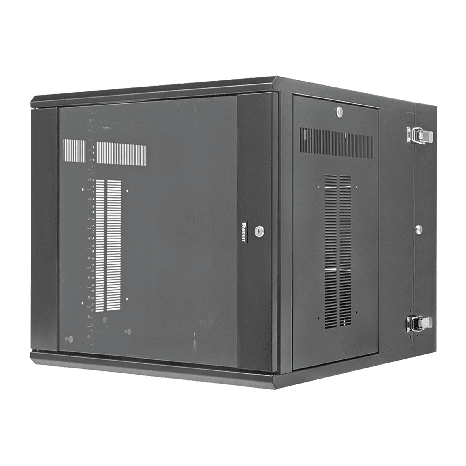 Gabinete PanZone de Montaje en Pared, de 19in, Puerta con Ventana de Seguridad, 12 UR, 762mm de Profundidad, Color Negro PZWMC1230W - PANDUIT