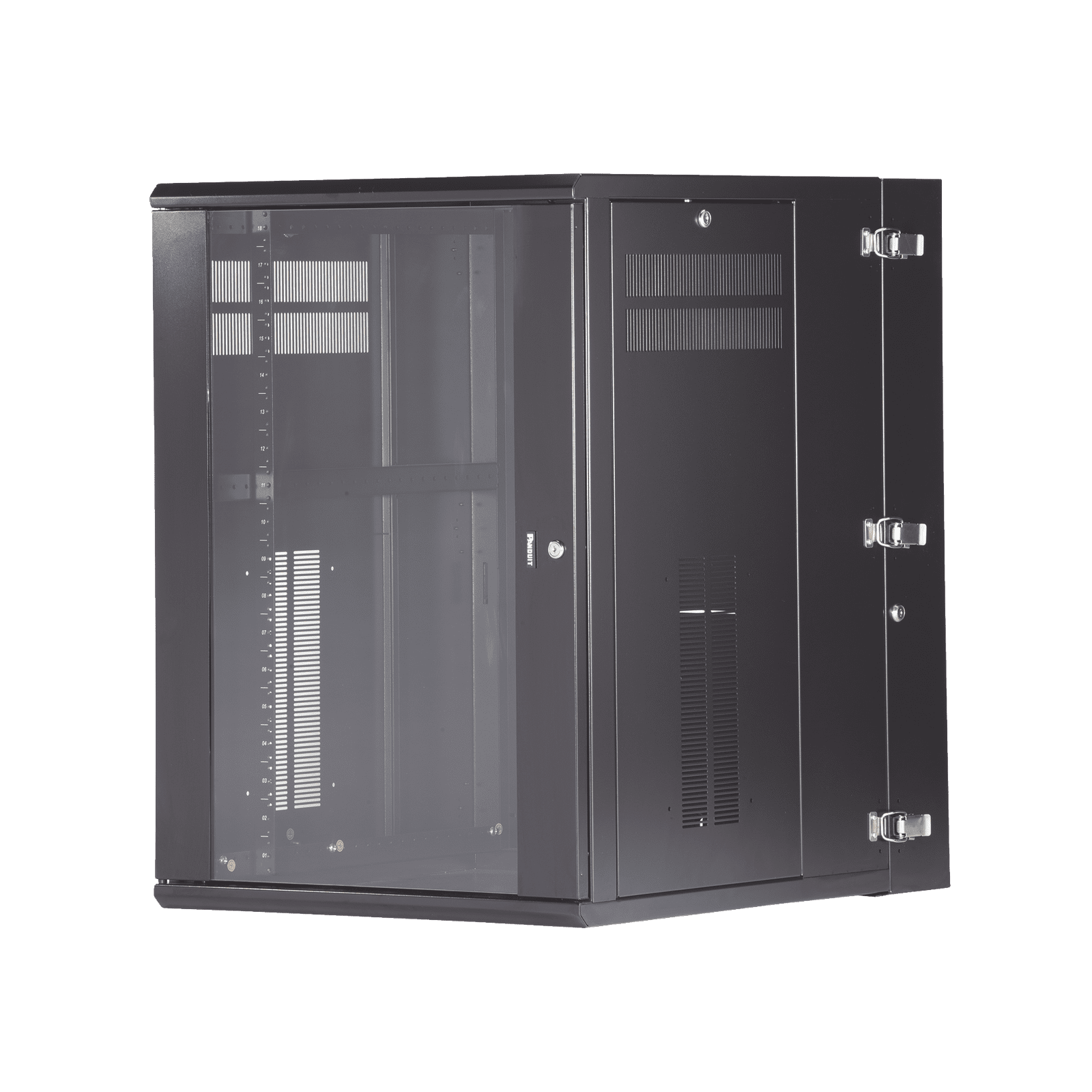 Gabinete PanZone de Montaje en Pared, de 19in, Puerta con Ventana de Seguridad, 18 UR, 762mm de Profundidad, Color Negro PZWMC1830W - PANDUIT