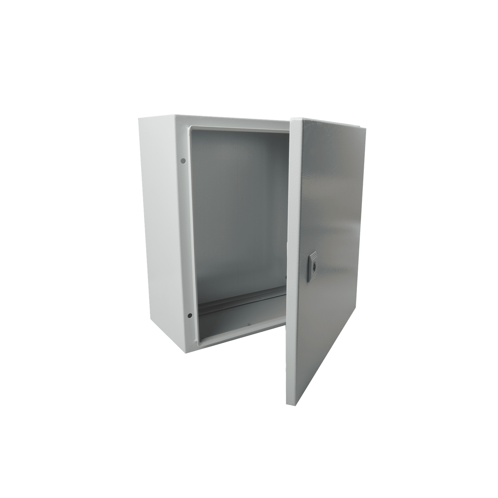 Gabinete de Acero IP66 Uso en Intemperie (400 x 400 x 200 mm) con Placa Trasera Interior de Metal y Compuerta Inferior Atornillable (Incluye Chapa y Llave T). PST-4040-20A - PRECISION