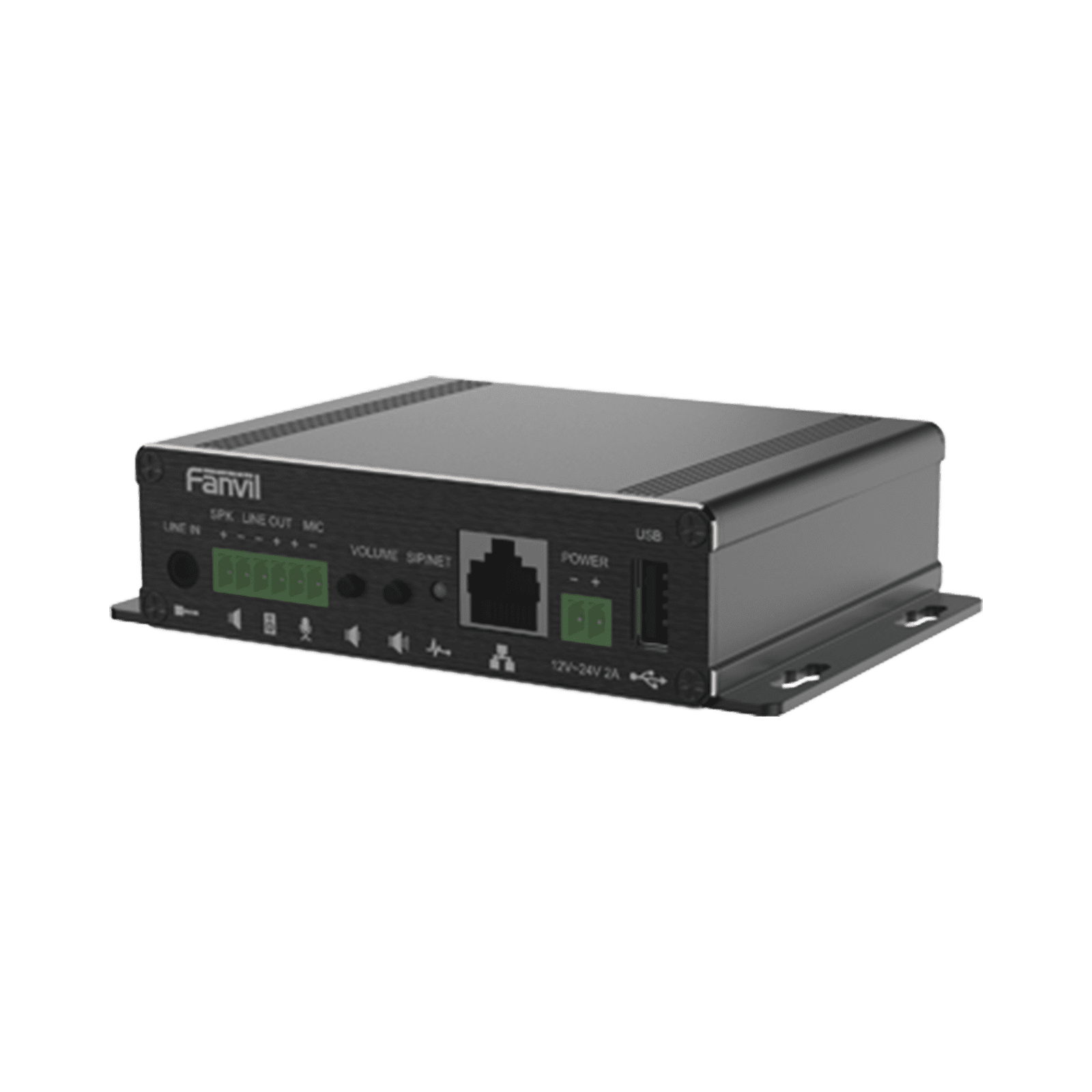 Gateway para Voceo IP/SIP,  Entrada de audio (3.5mm), salida de amplificador integrado de hasta 30W, puerto USB (reproducción de MP3), PA3F - FANVIL