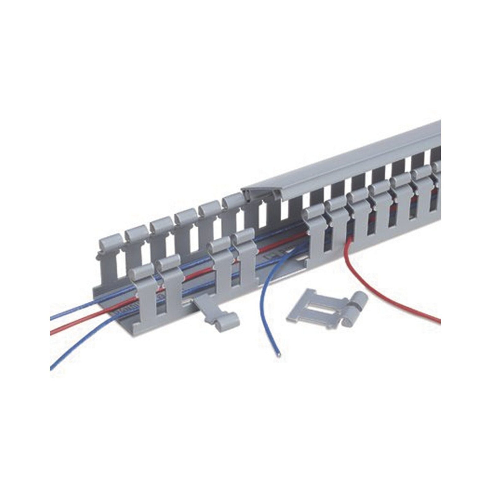 Canaleta Ranurada de PVC sin Tapa, Tipo H (Tapa Abisagrada), 55.1 mm de Ancho, 50.3 mm de Alto y 1828.8 mm de Largo, Color Gris H2X2LG6 - PANDUIT