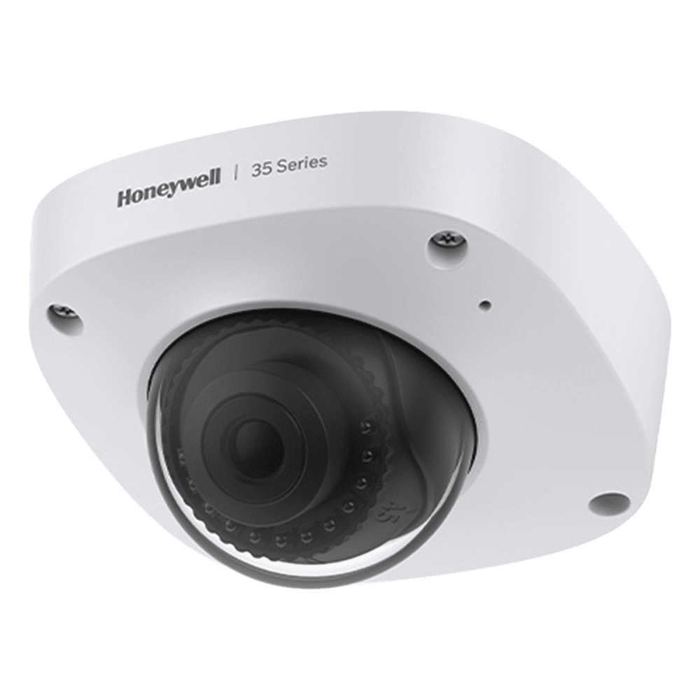 Mini Domo IP 5 Megapixel / Lente 2.8 mm / 30 mts IR / Ultra Baja Iluminación / NDAA / ONVIF / IP67 / IK10 / IA (Filtro de Humanos y Vehiculos) / Merodeo / Conteo de Personas / PoE / Audio y Alarmas I/O / Serie 35 / Honeywell Security HC35W25R3