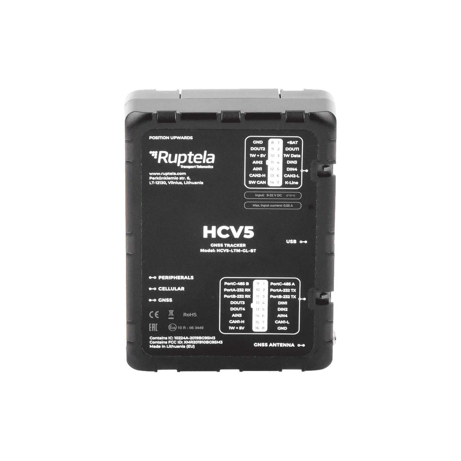 Localizador 4G LTE Obtenga información de la computadora del vehiculo lectura CAN, OBD y LCV / Sensores Bluetooth / Vehiculos ligeros / Vehiculos pesados / RS485 / RS232 / Análogico / RFID HCV5 - RUPTELA
