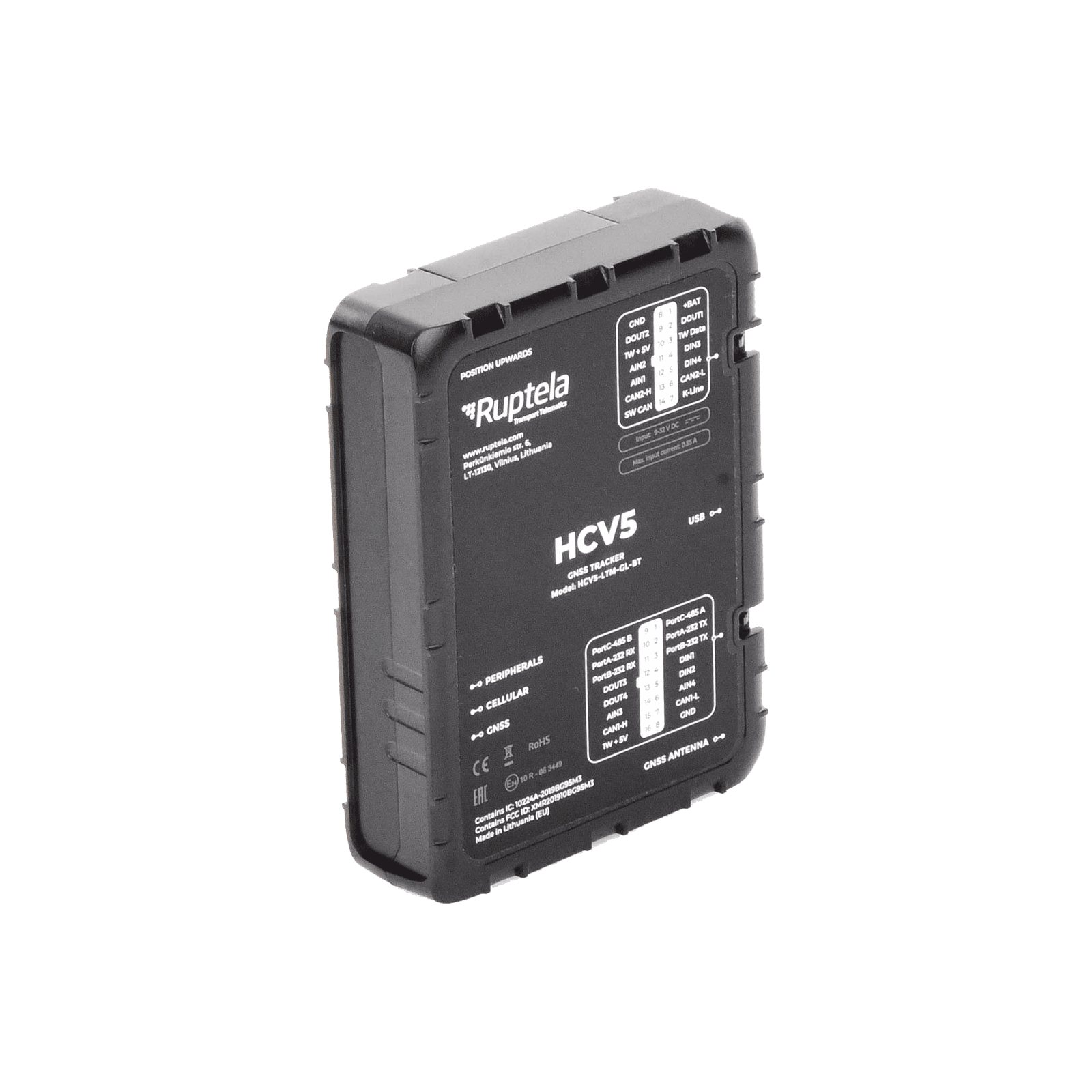 Localizador 4G LTE Obtenga información de la computadora del vehiculo lectura CAN, OBD y LCV / Sensores Bluetooth / Vehiculos ligeros / Vehiculos pesados / RS485 / RS232 / Análogico / RFID HCV5 - RUPTELA