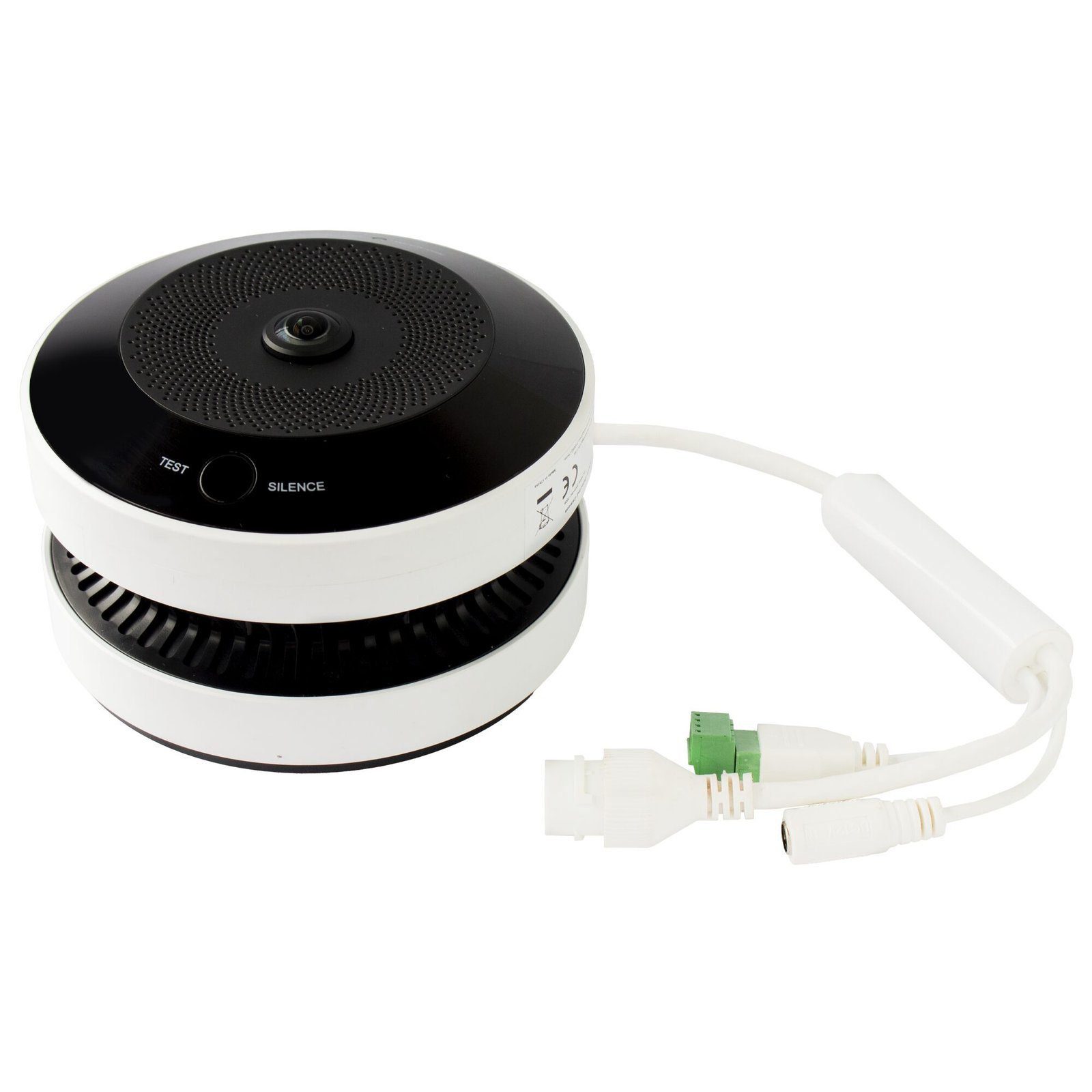 (HikFire) Mini Fisheye IP 4 Megapixel con Detector de Humo Puntual / Autónomo / Entrada y Salida de Alarma / 15 mts IR / PoE / WDR 120 dB / Alarma de 85 dB / MicroSD 128GB / Compatible con Hik-Connect HF-VS409 - HIKVISION