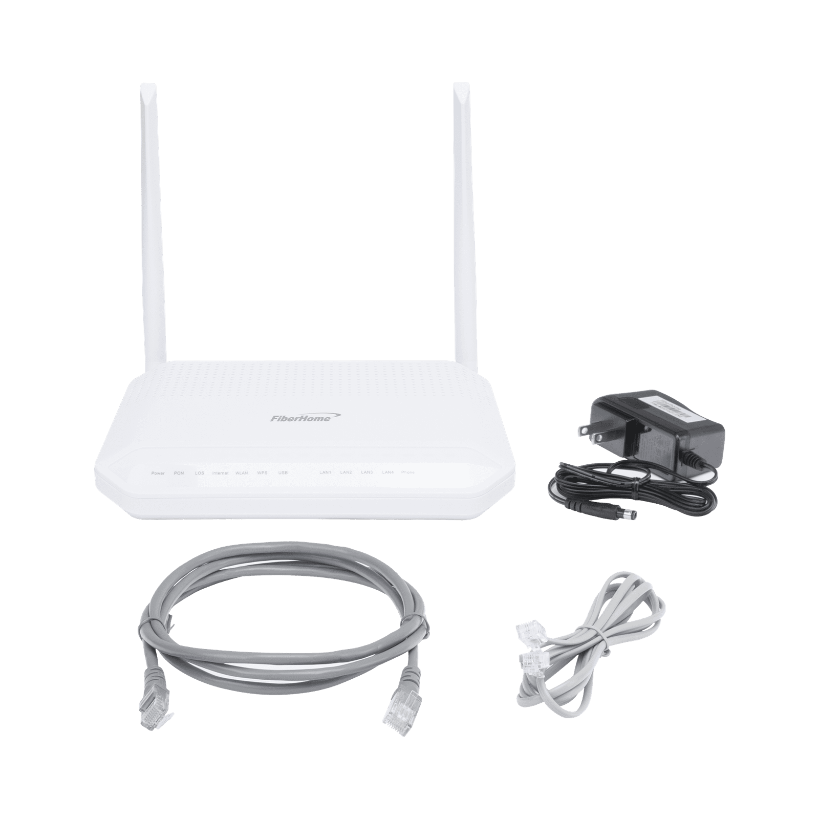 ONU GPON WiFi 2.4/5 GHz MIMO 2×2, 4 puertos Gigabit + 1 POTS + USB, conector SC/UPC HG6143D - FIBERHOME