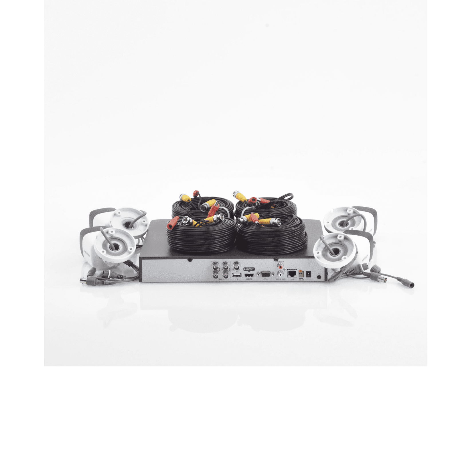 (MICRÓFONO INTEGRADO) KIT TURBOHD 5 Megapixel / DVR 4 Canales / 4 Cámaras Bala con Micrófono Integrado (exterior 2.8 mm) / Fuente de Poder / Accesorios de Instalación HIK5MPSLQ-KIT(B) - HIKVISION