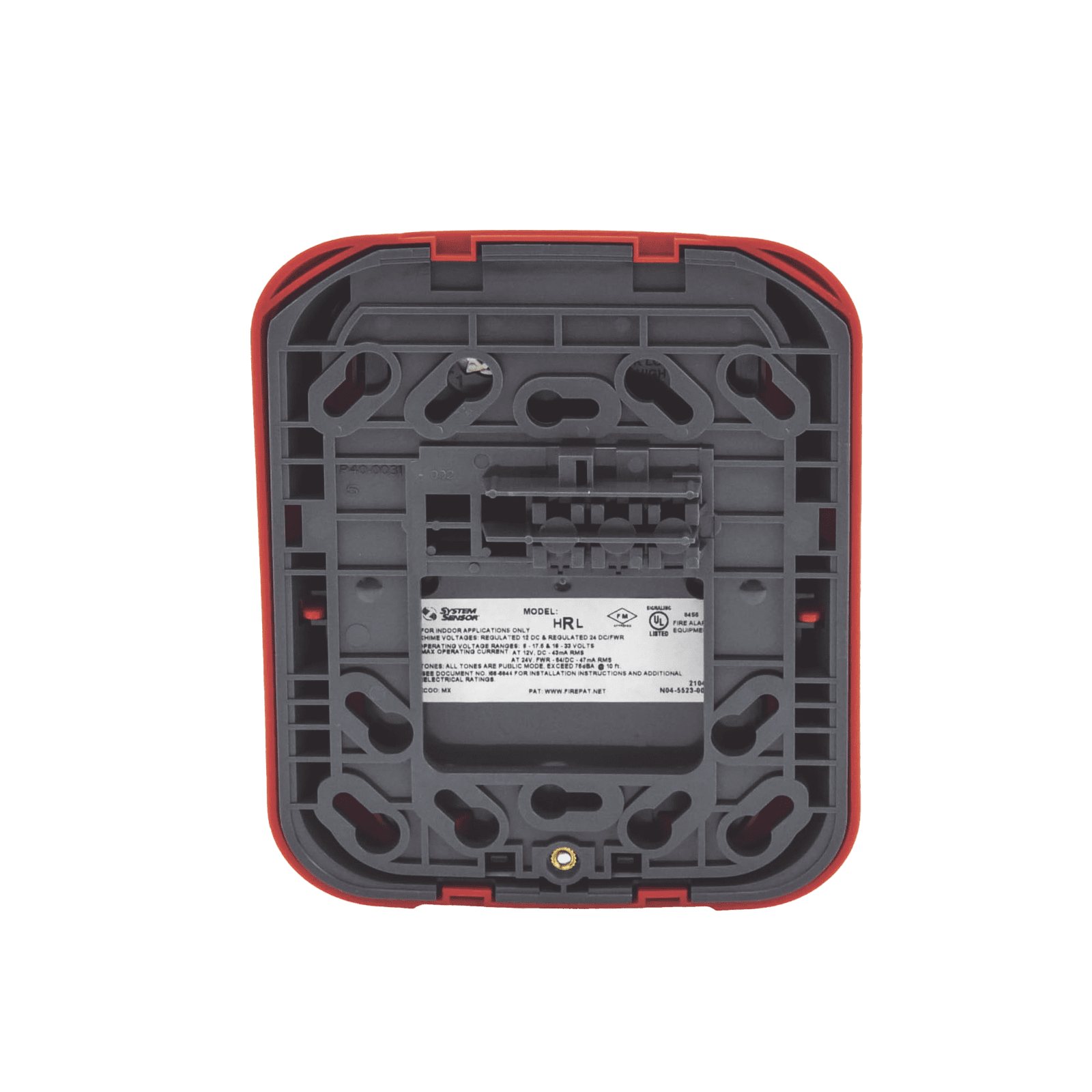 Sirena para Montaje en Pared, 12 a 24 Vcc, Color Rojo, Nuevo Diseño Moderno y Elegante y Menor Consumo de Corriente HR-L - SYSTEM SENSOR