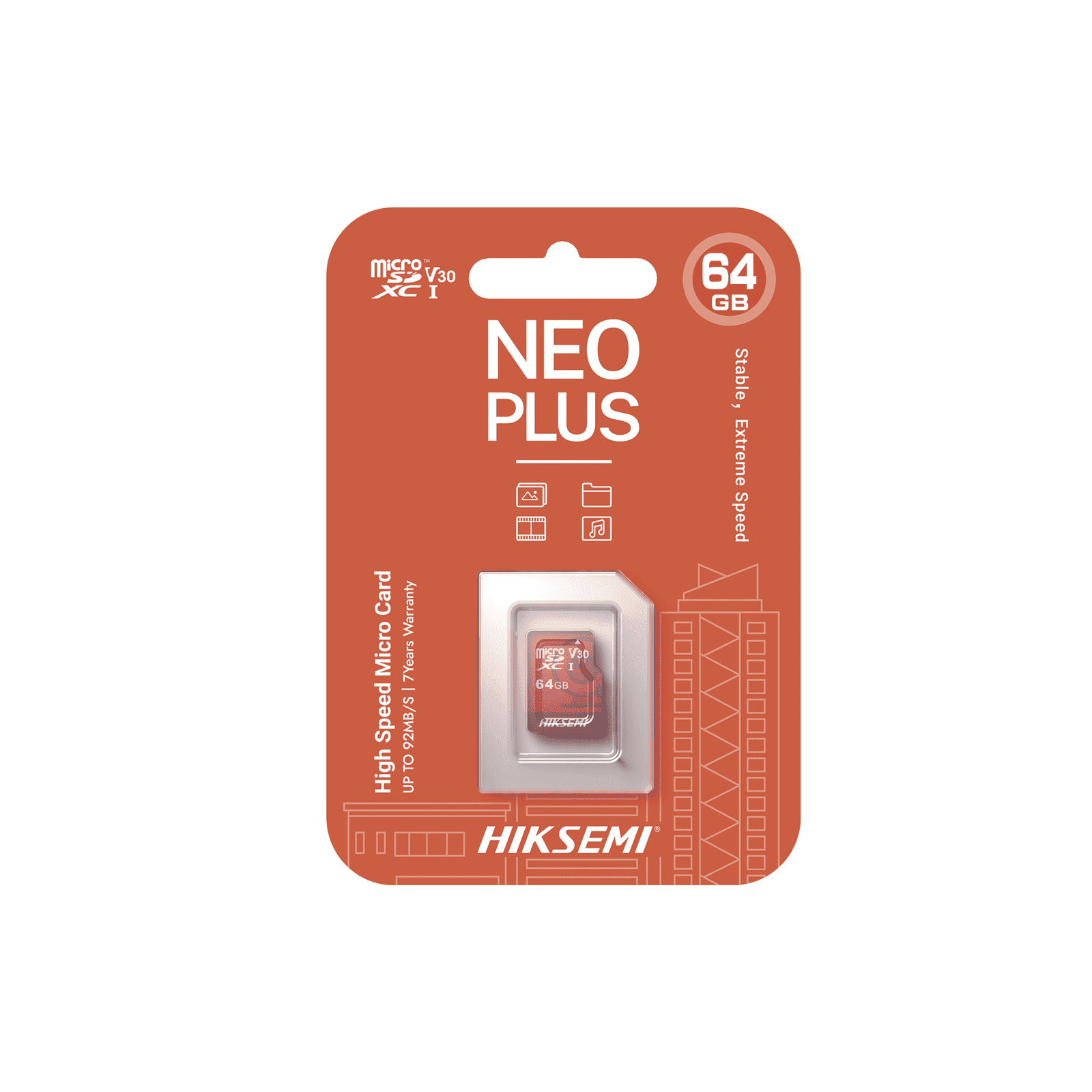 Memoria microSD / Clase 10 de 64GB / Especializada Para Videovigilancia (Uso 24/7) / Compatibles con cámaras HIKVISION y Otras Marcas / 95 MB/s Lectura / 40 MB/s Escritura HS-TF-E1/64G - HIKSEMI by HIKVISION