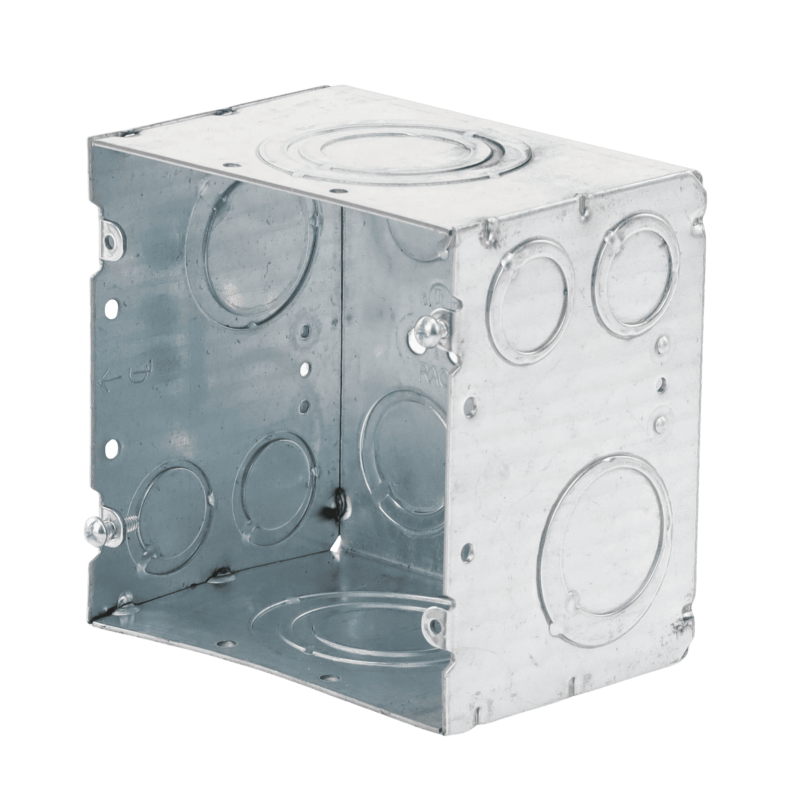 Caja Cuadrada 4- 11/16″ x 4 11/16″/ Profundidad de 3-1/4″/ 2 Entradas 1″, 1 1/4″, 1 1/2″, 2″, 2 Entradas 1″-1 1/4″, 2 Entradas 3/4 “- 1″, 4 Entradas 1/2″ – 3/4″, 2 Entradas 1/2”. HUB260 - RACO
