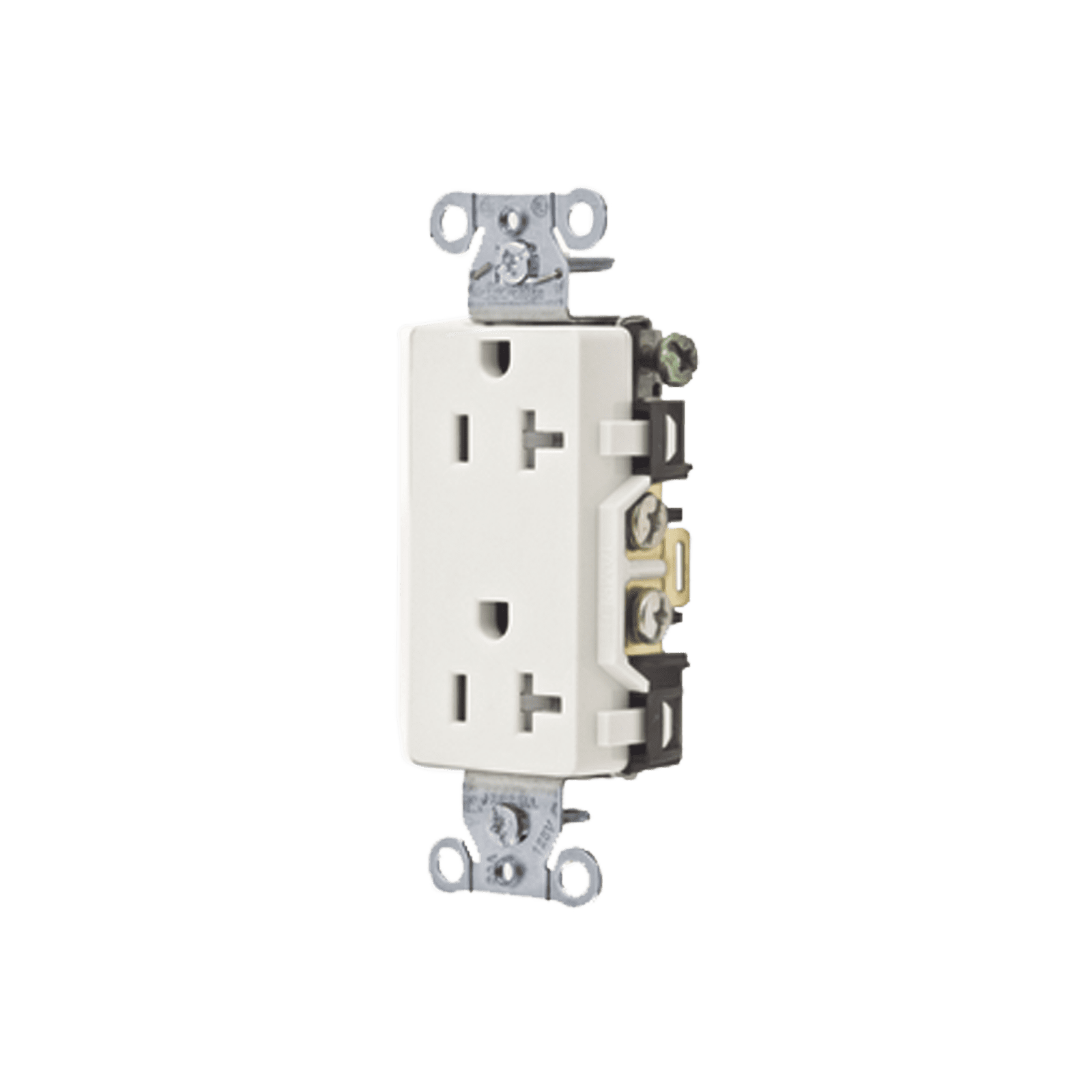 Contacto Duplex Decorador 20 A 125V /  Resistente a manipulaciones / 2 Polos 3 Hilos/ Nema 5-20 R / Color Blanco / Grado Industrial. HUB-DR20-WHI-TR - HUBBELL