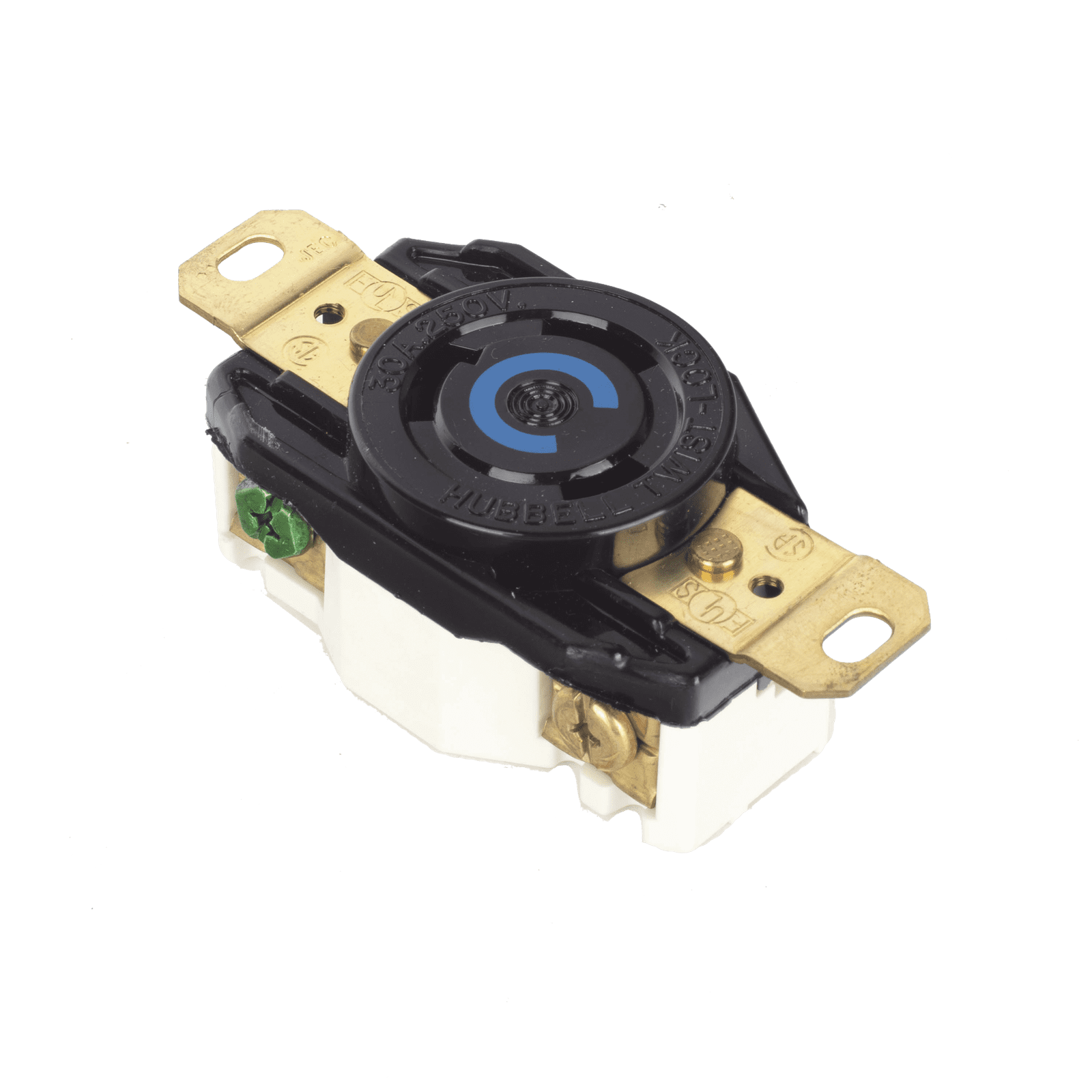 Receptáculo de Media Vuelta Industrial 30 A 250 V CA 2 Polos 3 Hilos (Nema L6-30R) Color Negro. HUB-HBL-2620 - HUBBELL
