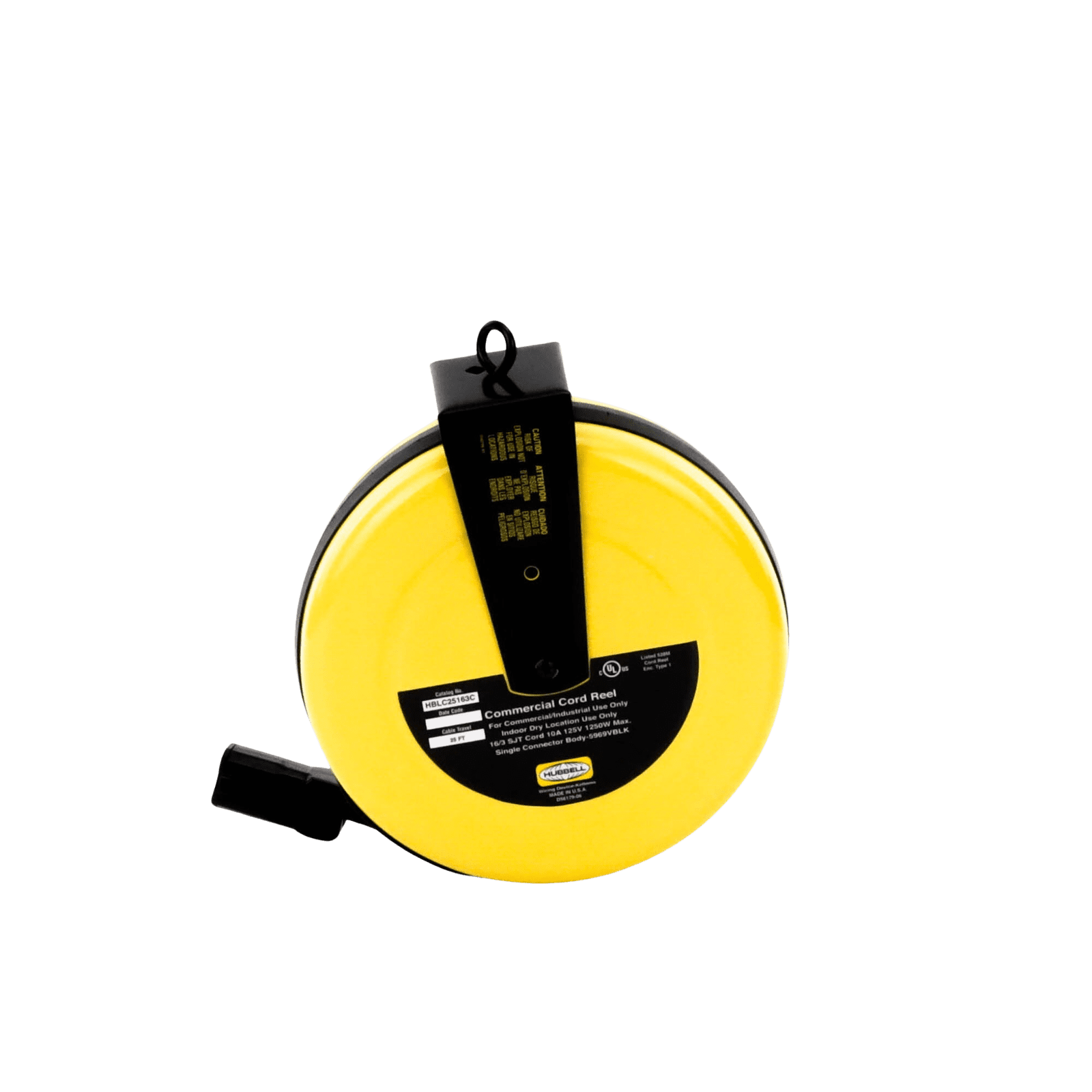 Carrete de Cable comercial (16/3 rudo), para 125 V CA, 10 A, 7.6 m de longitud con conector HBL5969VBLK. HUB-HBL-C25-163C - HUBBELL