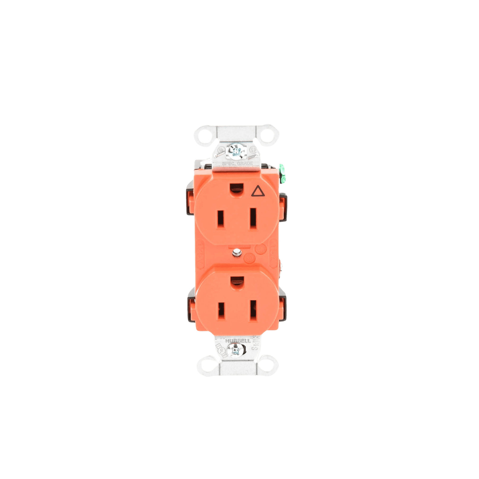 Contacto Dúplex Conexión a Tierra Aislada/ 15A 125V/ 2 polos 3 Hilos/ Nema 5-15R /Grado Comercial/ Color Naranja. HUB-IG-5252 - HUBBELL