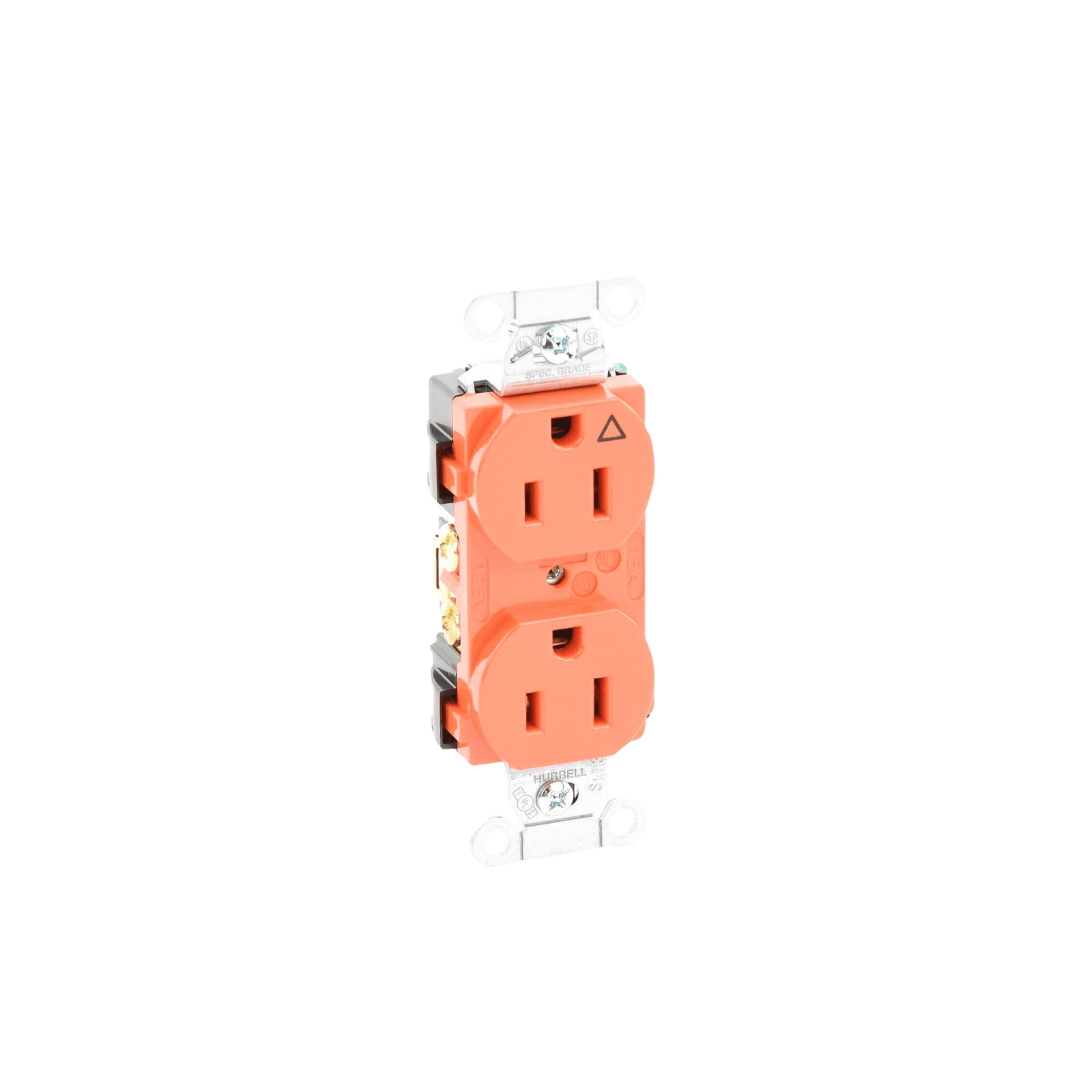 Contacto Dúplex Conexión a Tierra Aislada/ 15A 125V/ 2 polos 3 Hilos/ Nema 5-15R /Grado Comercial/ Color Naranja. HUB-IG-5252 - HUBBELL