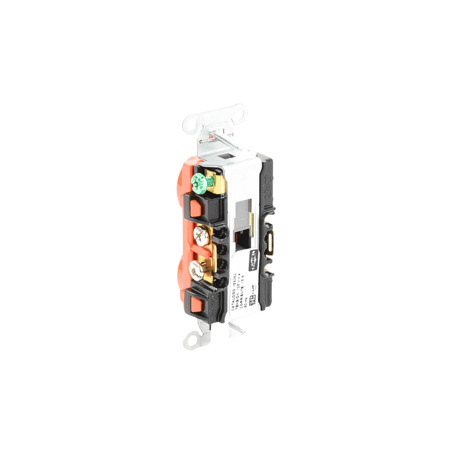 Contacto Dúplex Conexión a Tierra Aislada/ 15A 125V/ 2 polos 3 Hilos/ Nema 5-15R /Grado Comercial/ Color Naranja. HUB-IG-5252 - HUBBELL