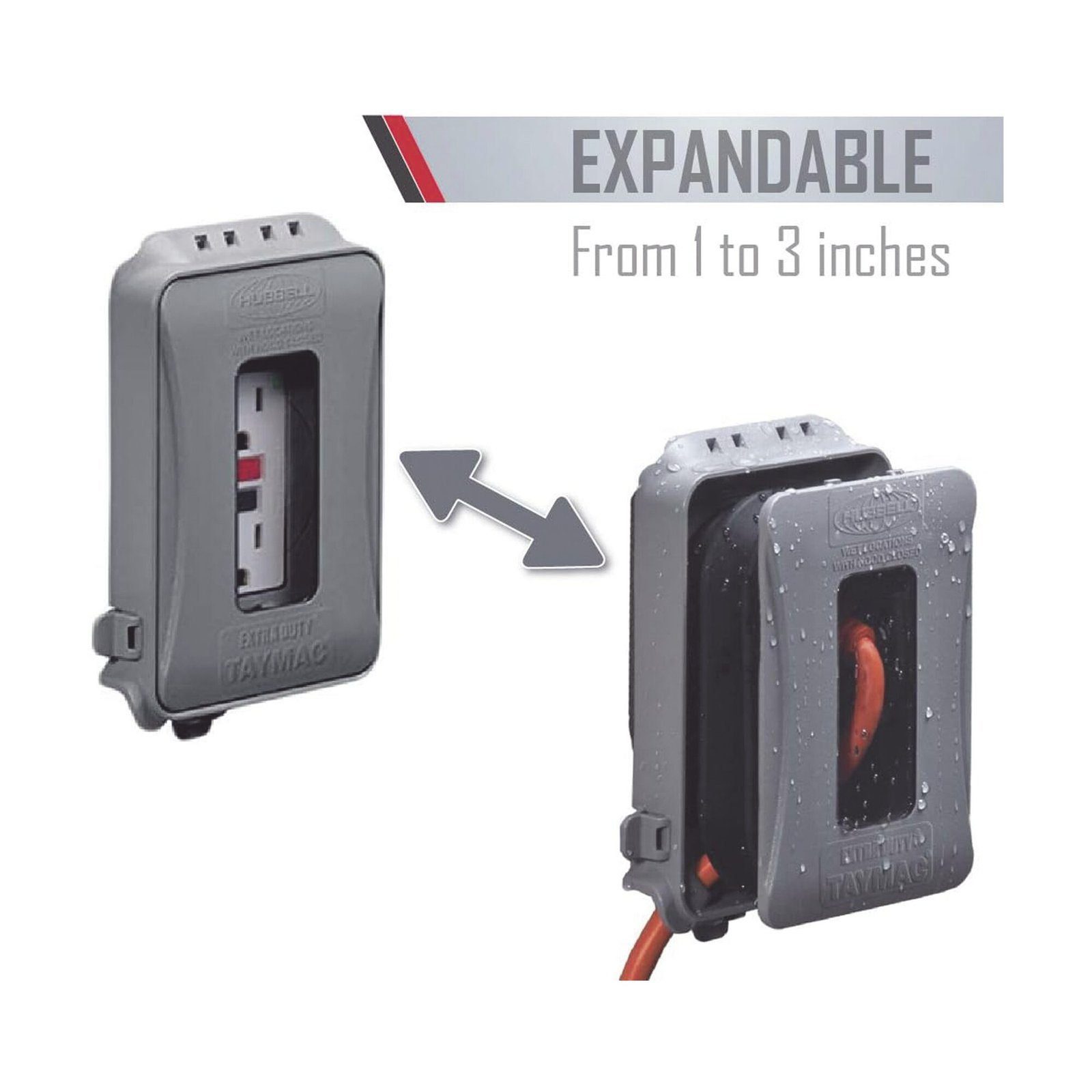 Cubierta Impermeable/ 1 Unidad/ Horizontal-Vertical/ Servicio Pesado/ Expandible/ Color Gris. HUB-ML500G - HUBBELL