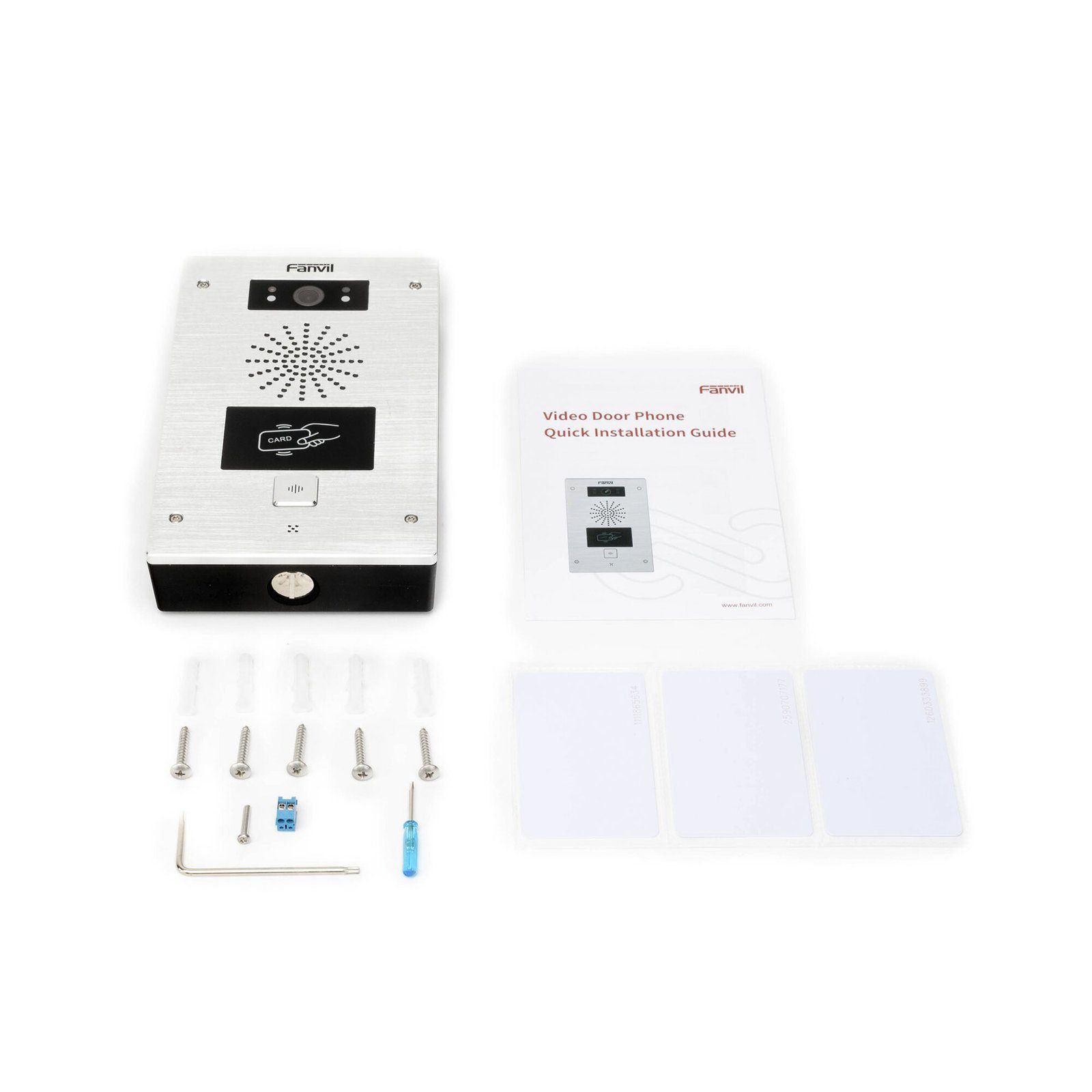 Video portero IP, 2 líneas SIP, 2 relevadores, lector de tarjeta RFID, Compatible con NVR Hikvision por Onvif, con botón para llamada, anti-vandálico, PoE, IP65 e IK10, PoE I32V - FANVIL