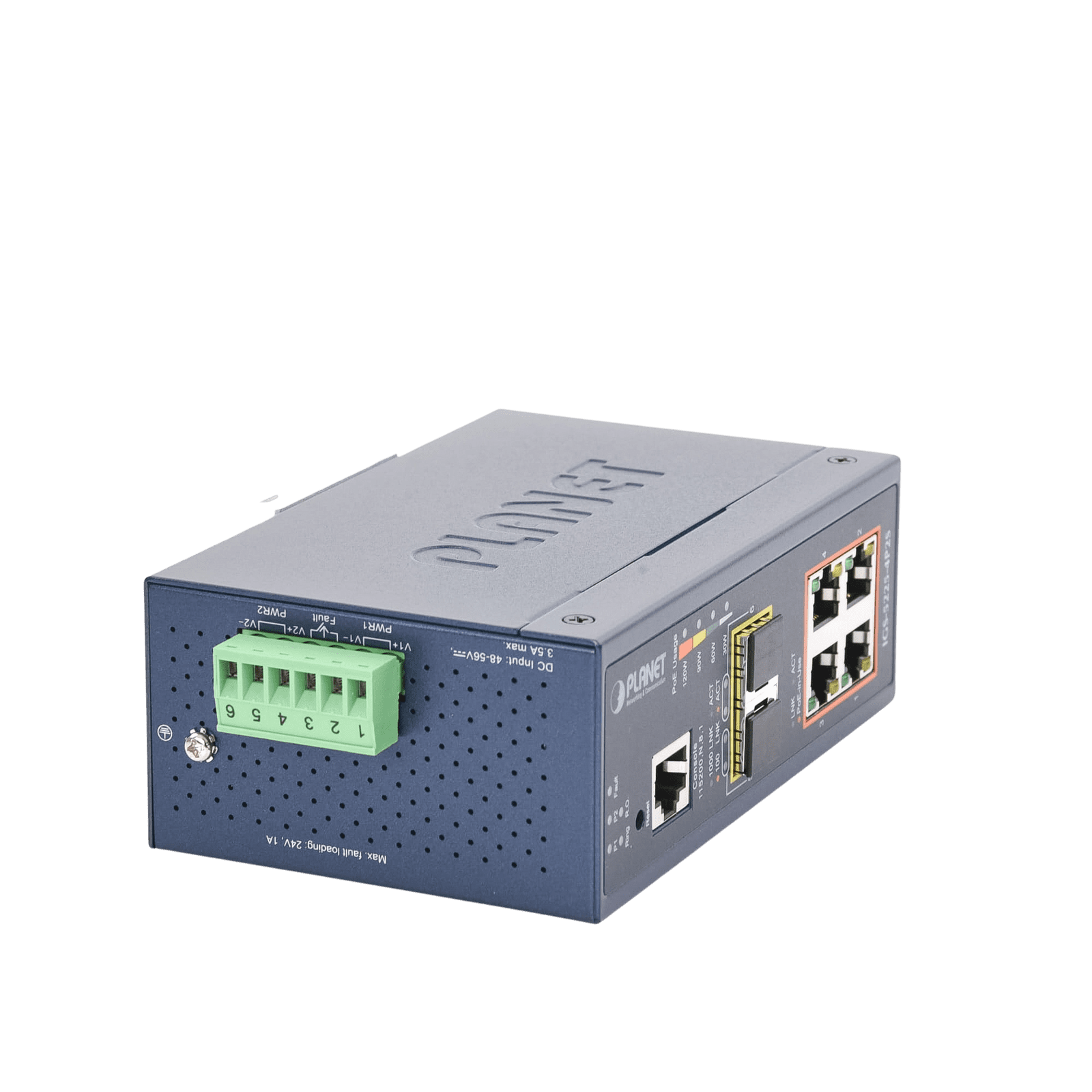 Switch Industrial Administrable Capa 2, 4 Puertos PoE 802.3af/at 10/100/1000T, 2 Puertos SFP 100/1000X IGS-5225-4P2S - PLANET