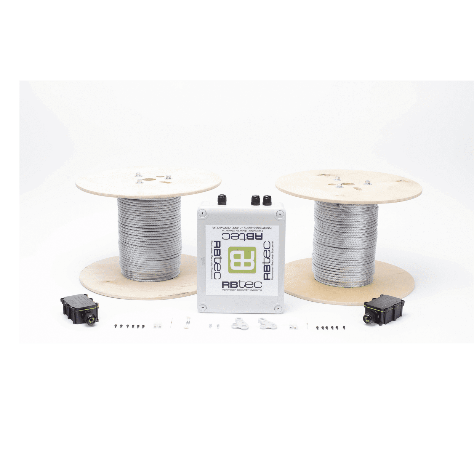 Kit de Cable Sensor Para Cerca Ciclonica IRONCLAD / 150 METROS / 2 ZONAS; 75 METROS POR ZONA / Sin Falsas Alarmas por Viento / TODO Incluido/TARJETA LPU400/ Calibración por Software IROC-2Z-250-V2 - RBTEC