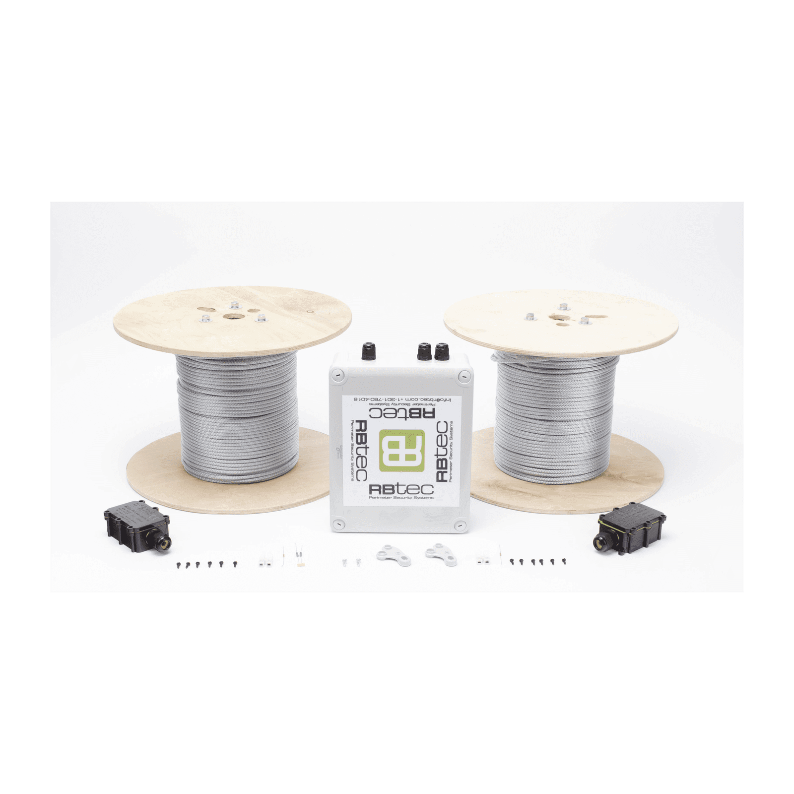 Kit de Cable Sensor Perimetral Para Cercas Ciclonicas IRONCLAD/ 305 METROS / 2 ZONAS; 152 METROS POR ZONA / Sin Falsas Alarmas por Viento / TODO Incluido TARJETA LPU400/ Calibración por Software IROC-2Z-500-V2 - RBTEC
