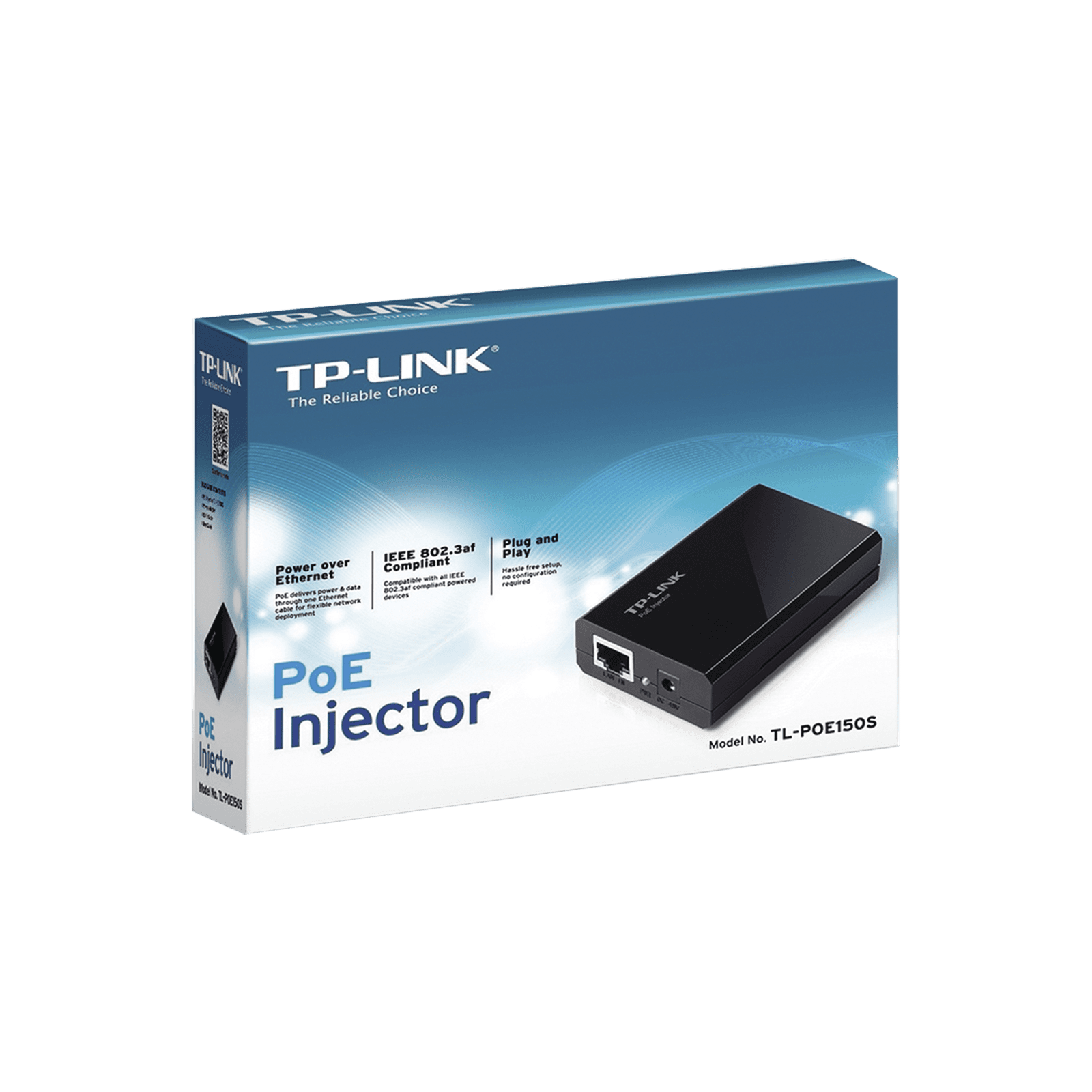 Inyector PoE (15W) / Gigabit 802.3 af / 2 puerto 10/100/1000 Mbps / Plug and Play TL-POE150S - TP-LINK