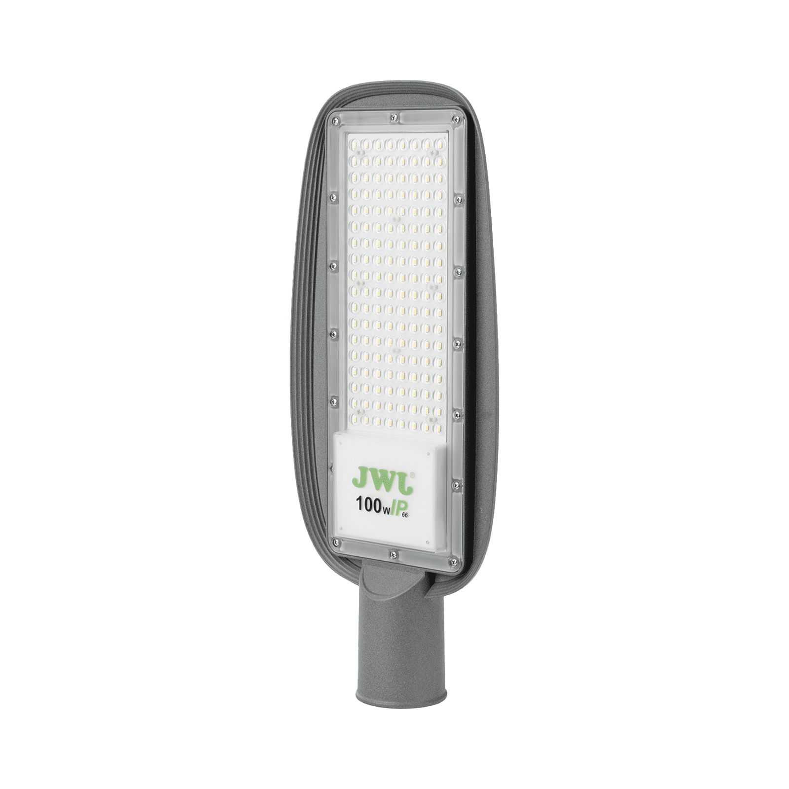 Luminaria LED con Fotocelda 100 W/ 100 – 265 V CA ~50/60 Hz / Color Blanco/ Dimensiones 200 x 465 x 78 mm / Ángulo de Luz 135°. JALP02-100X - JWJ