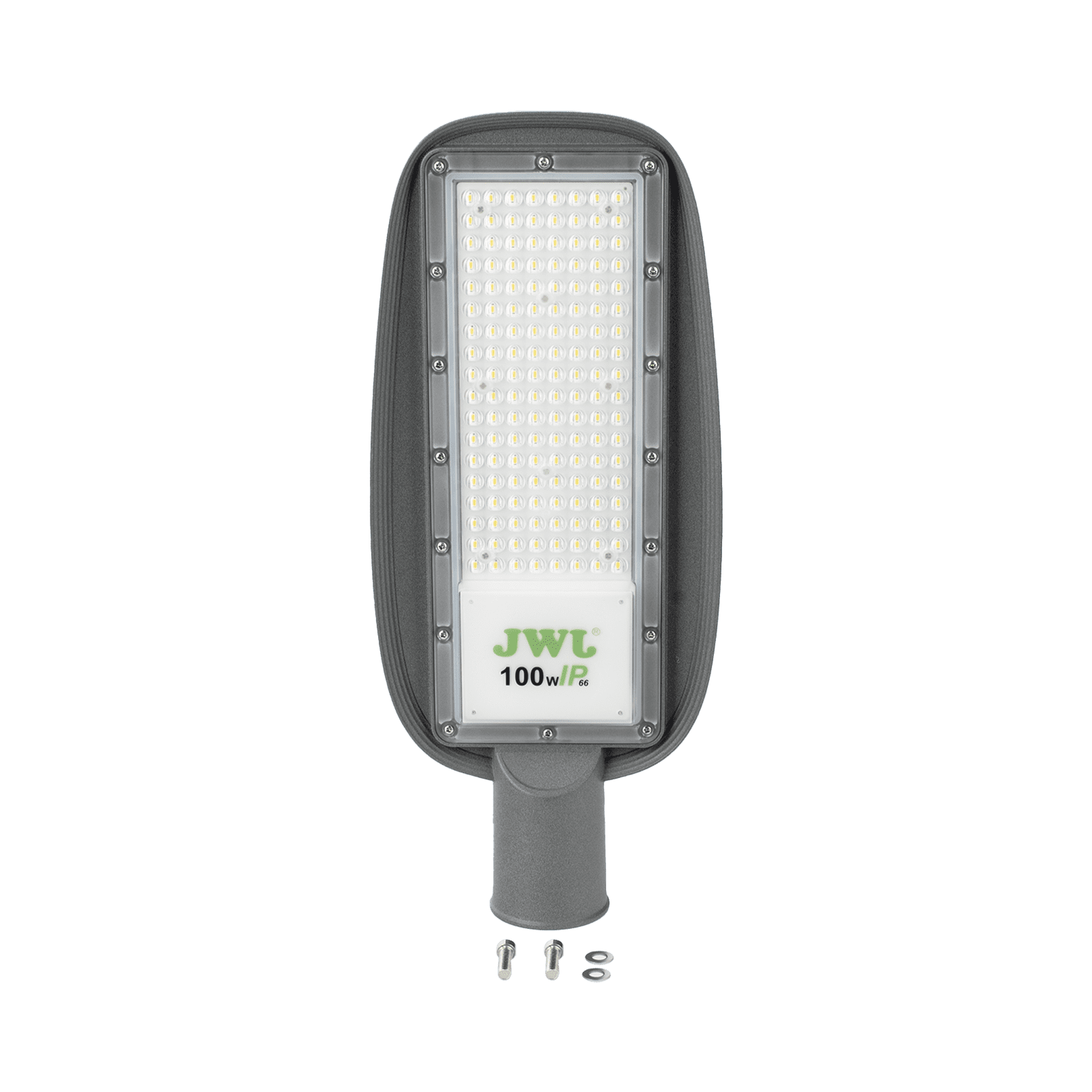 Luminaria LED con Fotocelda 100 W/ 100 – 265 V CA ~50/60 Hz / Color Blanco/ Dimensiones 200 x 465 x 78 mm / Ángulo de Luz 135°. JALP02-100X - JWJ