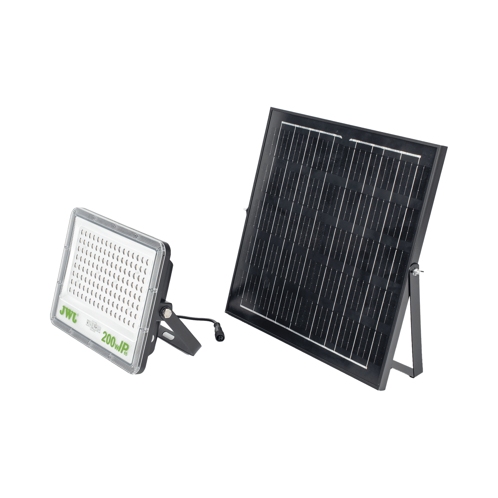 Reflector con Panel Solar 200 W / Batería 3.2 V CD / T.C.C. 6 500 K / IP66. JLRE-SOL-01-200N - JWJ