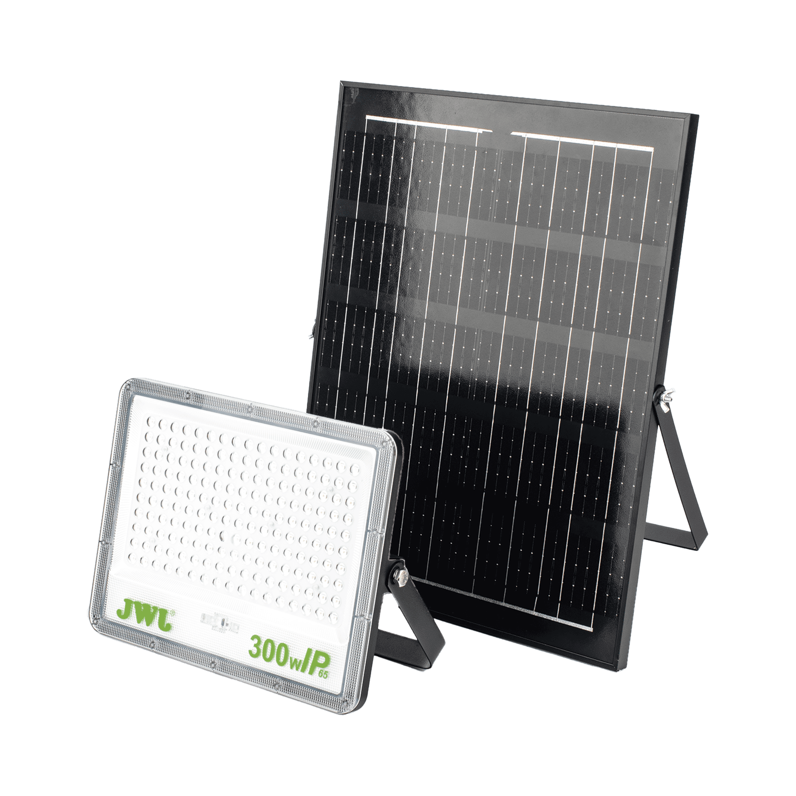 Reflector con Panel Solar 300 W / Batería 3.2 V CD / T.C.C. 6 500 K / IP66. JLRE-SOL-01-300N - JWJ
