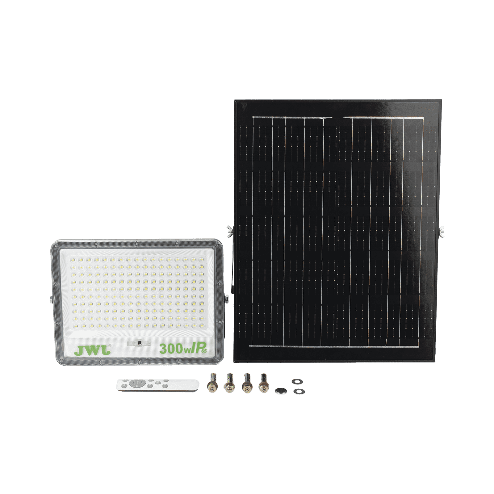 Reflector con Panel Solar 300 W / Batería 3.2 V CD / T.C.C. 6 500 K / IP66. JLRE-SOL-01-300N - JWJ