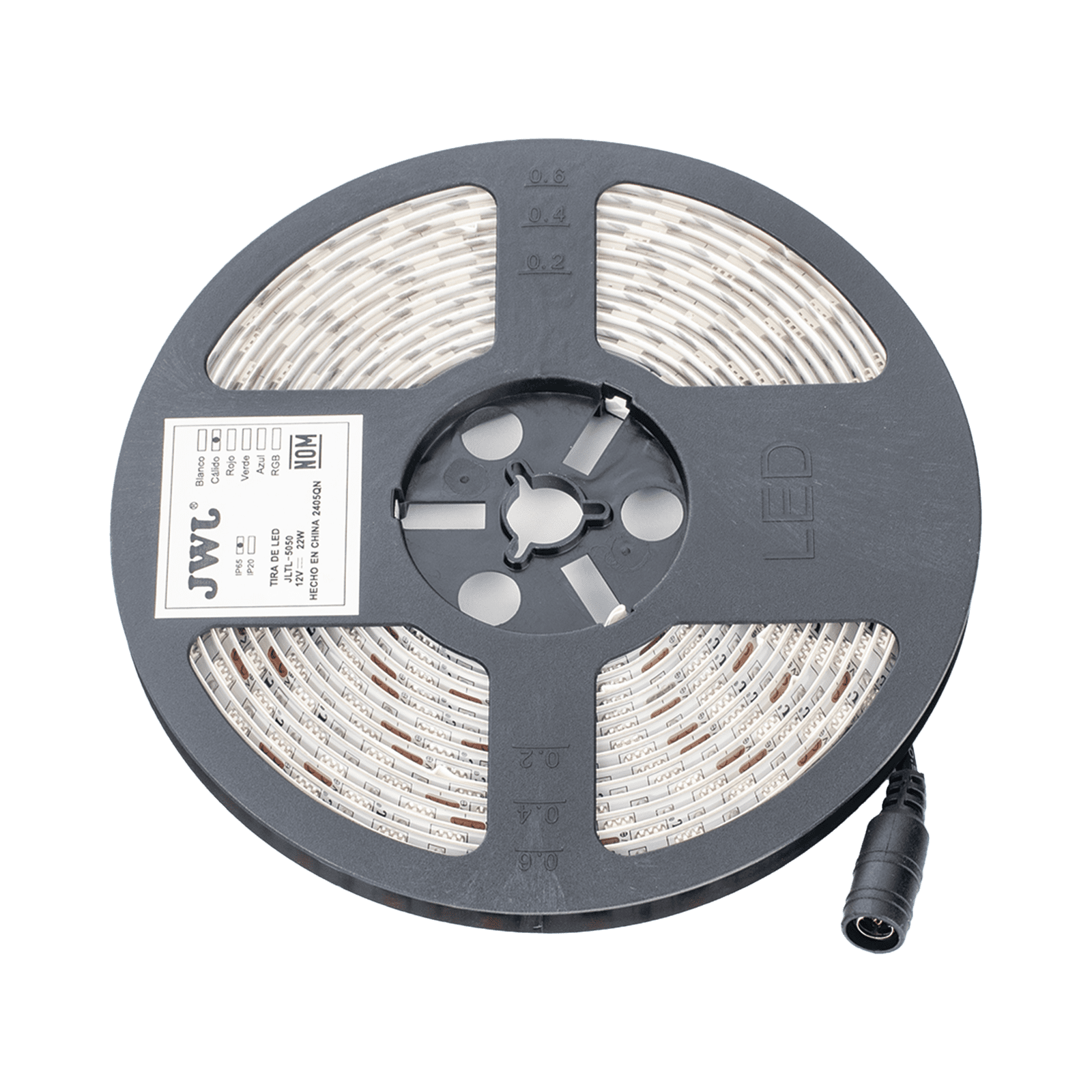 Tira Led de 5 m / Cálido / Uso Exterior / Potencia 22 W / 900 lm/ 12 V CD / IP 65. JLTL-5050-IP65-C - JWJ