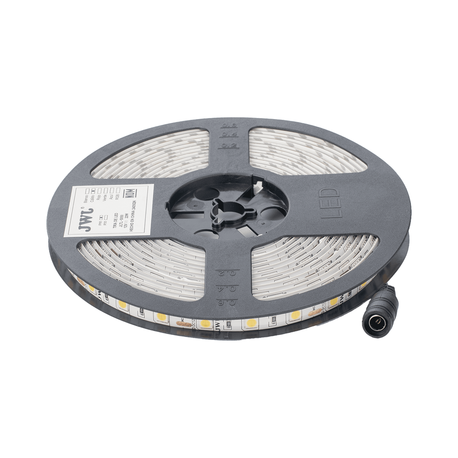 Tira Led de 5 m / Cálido / Uso Exterior / Potencia 22 W / 900 lm/ 12 V CD / IP 65. JLTL-5050-IP65-C - JWJ