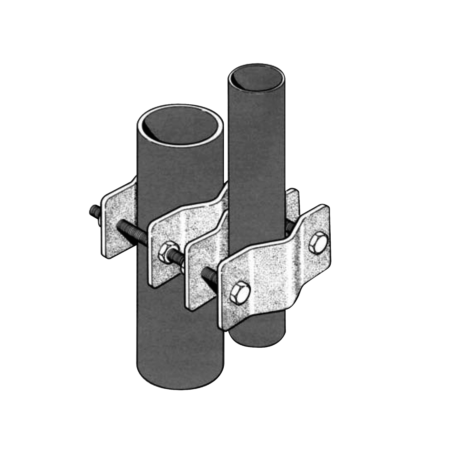 Juego Sencillo de Abrazadera Dual para Mástiles de 3.81 a 8.9 cm. de Diámetro. CLAMP-005 - SINCLAIR