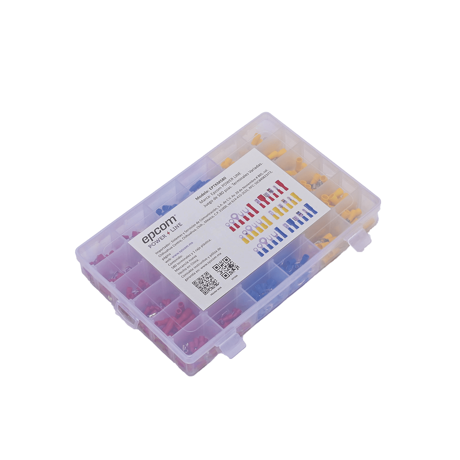 Juego de 580 pzas. Terminales Variadas con Forro y Caja de Almacenamiento. EP-TKM-580 - EPCOM POWERLINE