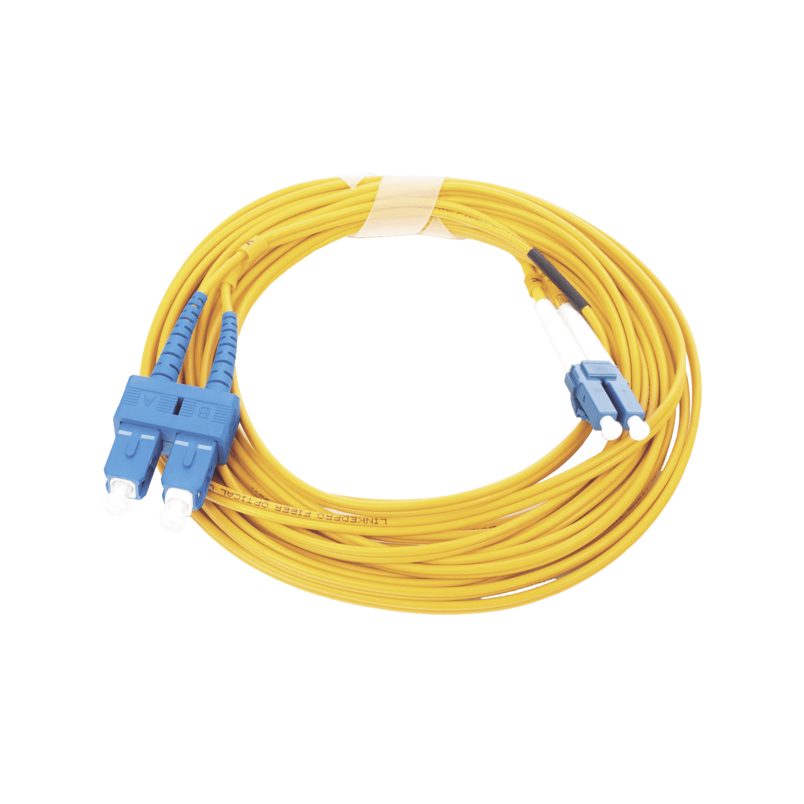 Jumper de Fibra Óptica Monomodo 9/125 LC/UPC-SC/UPC, PVC, 2.0 mm, Dúplex, amarillo, 5 metros LP-FO-D-LCU-SCU-05 - LINKEDPRO BY EPCOM