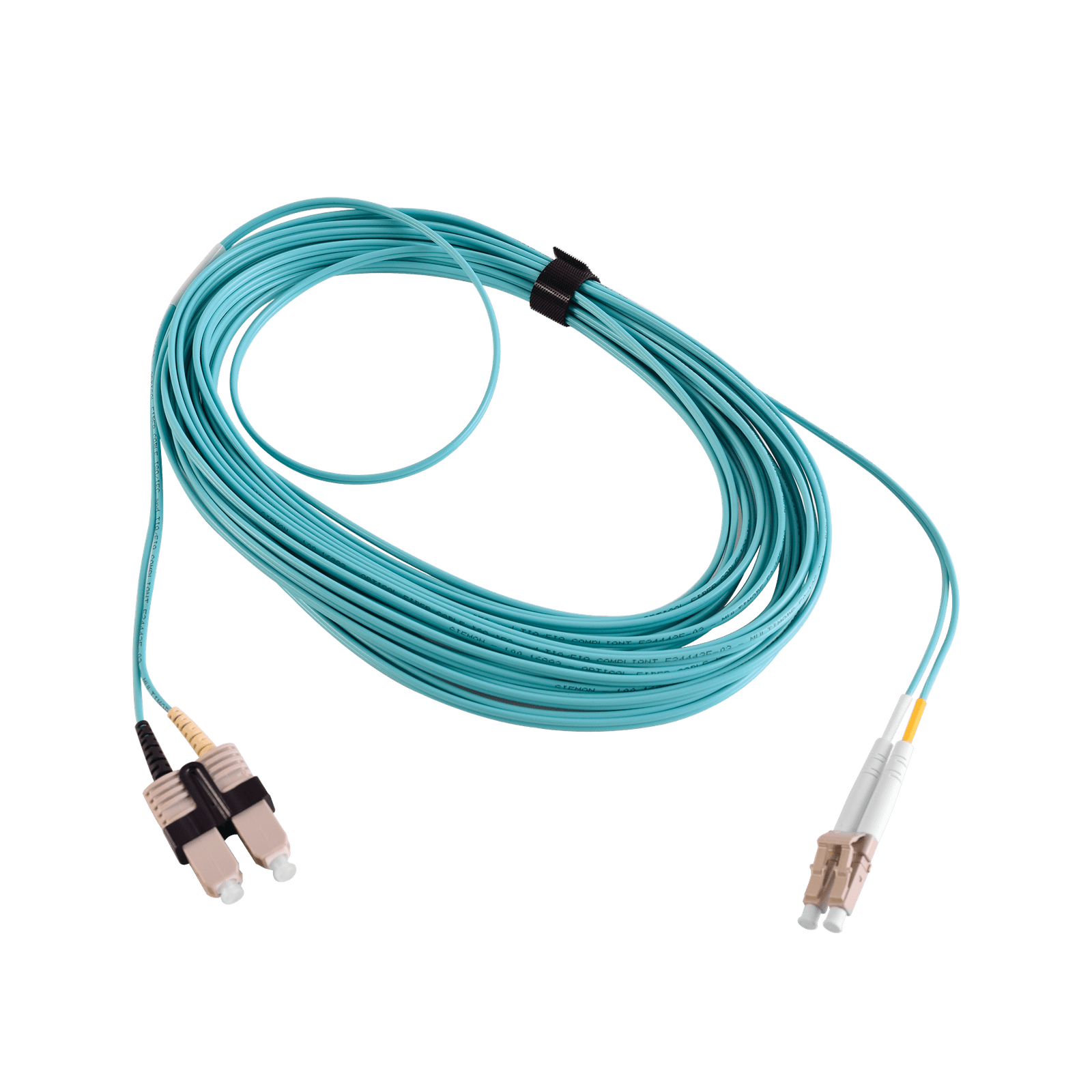 Jumper de Fibra Óptica Multimodo 50/125 XGLO OM3, LC-SC Duplex, OFNR, Color Aqua, 10 Metros FJ2-LCSC5L-10AQ - SIEMON