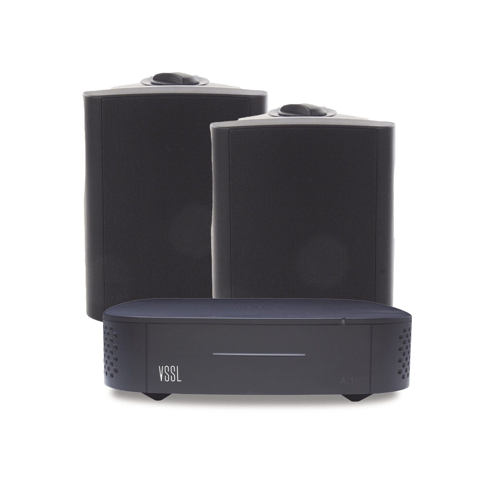 KIT Amplificador VSSL A1X | 2 Bocinas para Montaje Superficial de 5.25 in de TruAudio Modelo OL5BK | Color Negro IP66 A1X/2OLB - VSSL