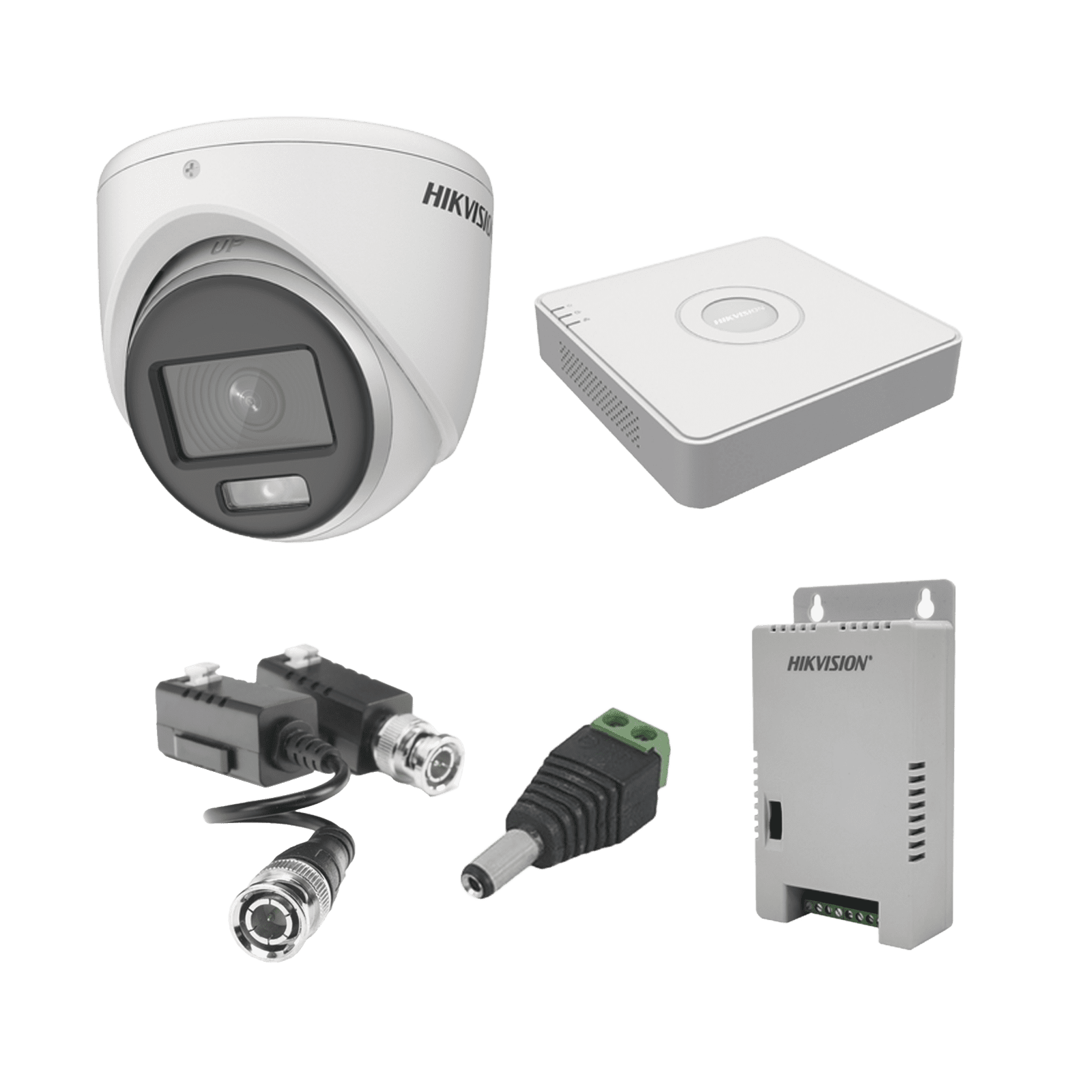 KIT COLORVU TURBOHD 1080pLite / DVR 4 Canales / 4 Cámaras Eyeball (exterior) / Transceptores / Conectores / Fuente de Poder Profesional KH1080PL4EC - HIKVISION