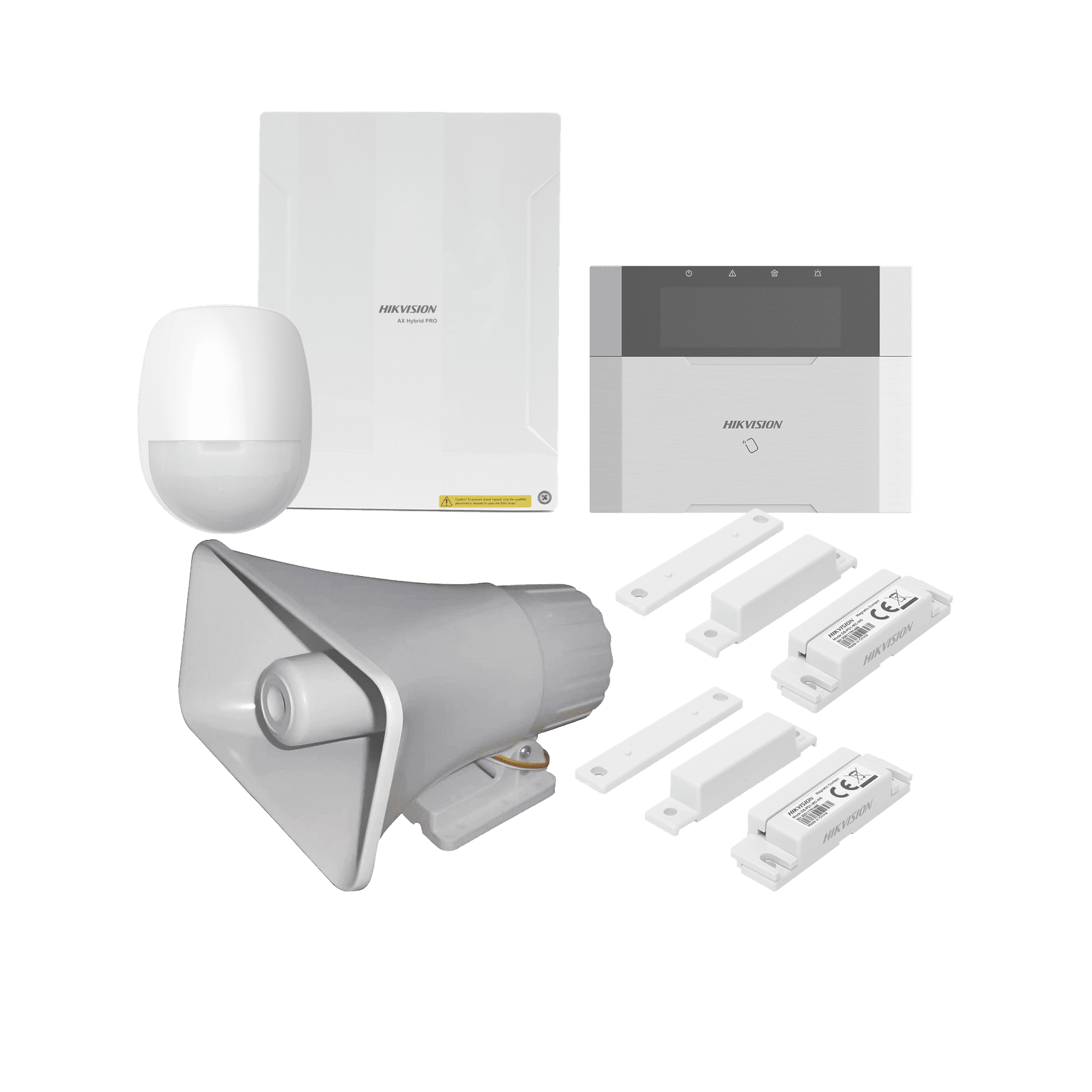 KIT Panel de Alarma  AX HYBRID PRO / 1 Panel Híbrido / 1 Teclado LCD / 1 PIR / 2 Contactos Magnéticos / 1 Sirena de 30 Watts DS-PHA64-LP/PACK(30W) - HIKVISION