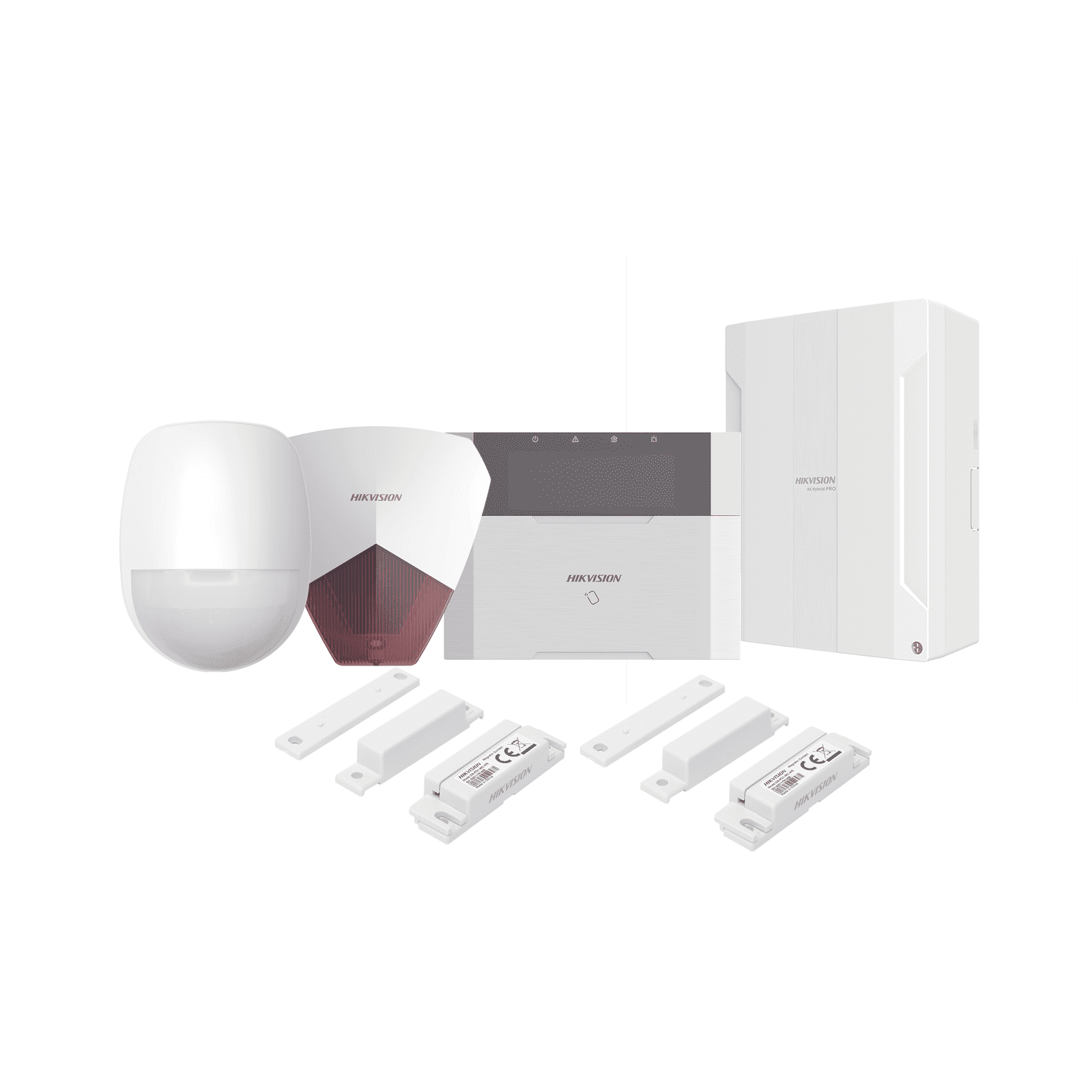 KIT Panel de Alarma HYBRID PRO / 1 Panel Híbrido / 1 Teclado LCD / 1 PIR / 2 Contactos Magnéticos / 1 Sirena Roja DS-PHA64-LP/PACK(R) - HIKVISION