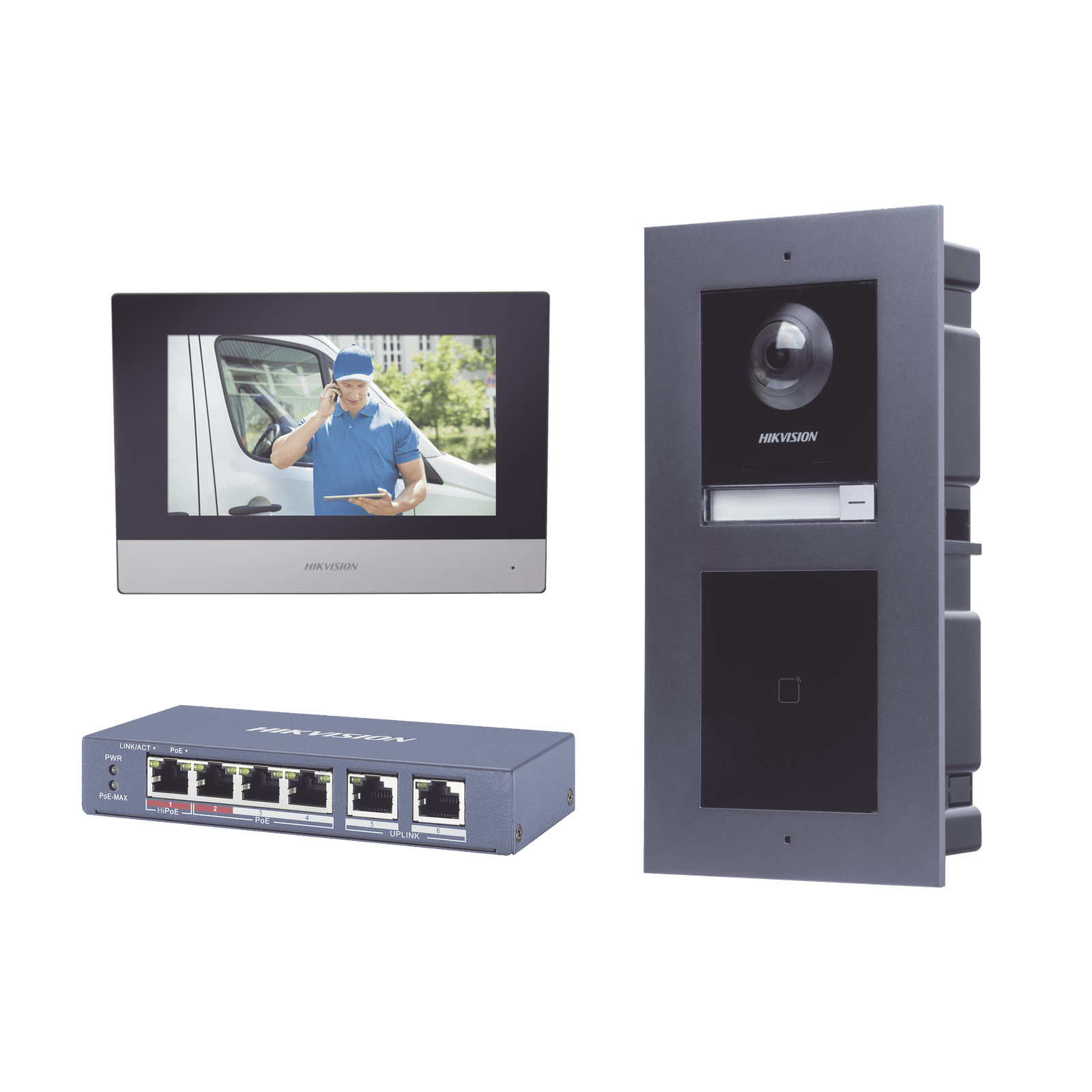 KIT de Videoportero IP con llamada a App de Smartphone y Lector de Tarjetas EM / 2da Generación (Modular) / Montaje para EMPOTRAR incluido DSKIS601-V2 - HIKVISION