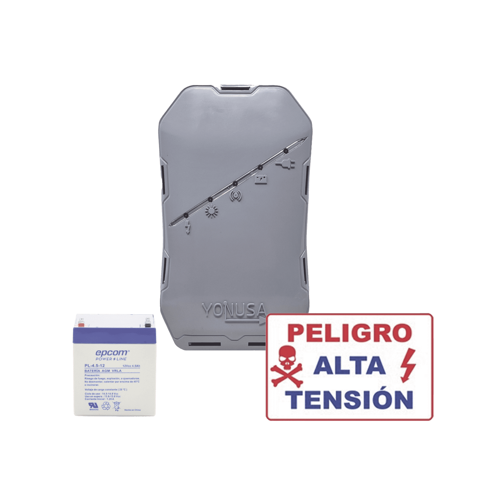 KIT deEnergizador 12,000Volts – .5 Joules / 500 Mts Lineales de Protección / Cercas Electrificadas / Llavero Incluido SYSNGHS-KIT - YONUSA